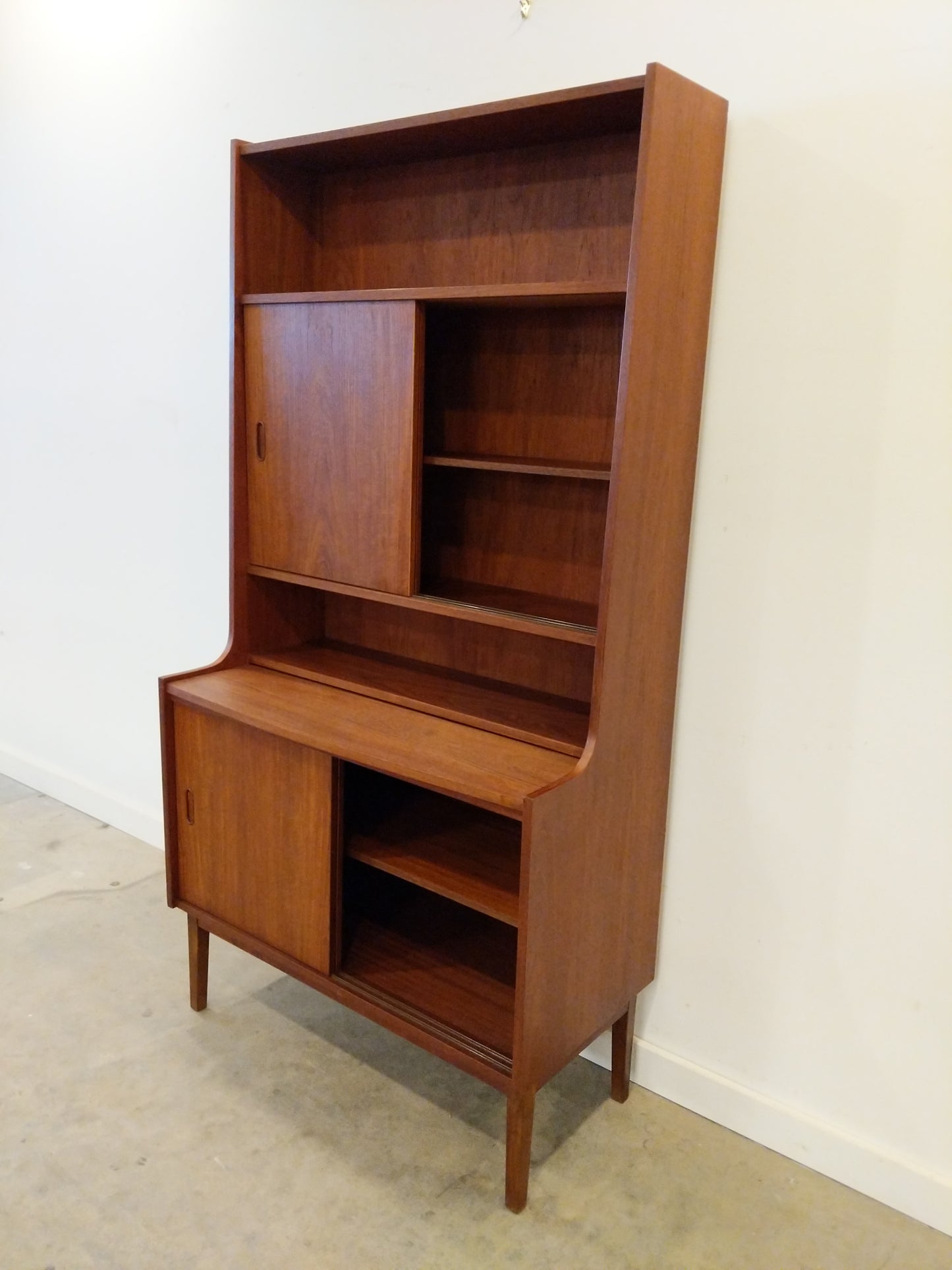 Vintage Danish Modern Teak Bookshelf / Secretary Desk