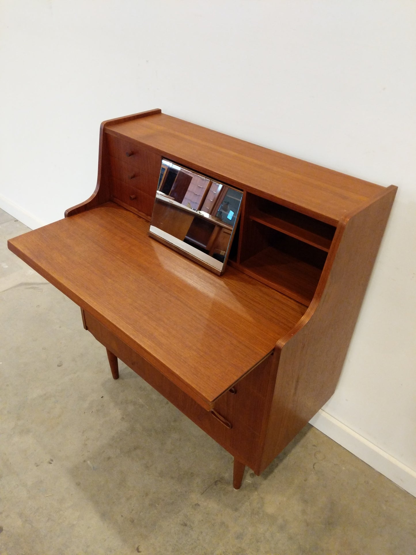 RESERVED - Vintage Danish Modern Teak Secretary Desk / Vanity