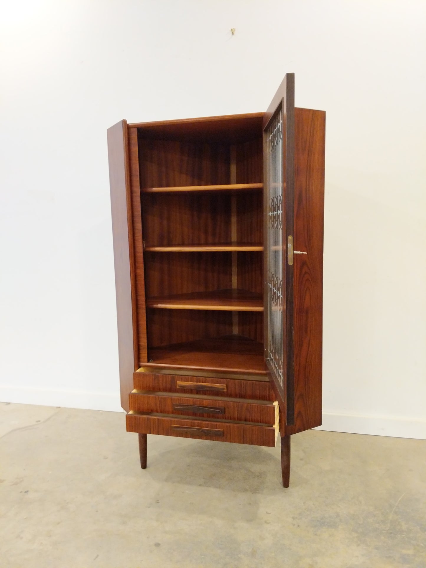Vintage Danish Modern Rosewood Corner Cabinet