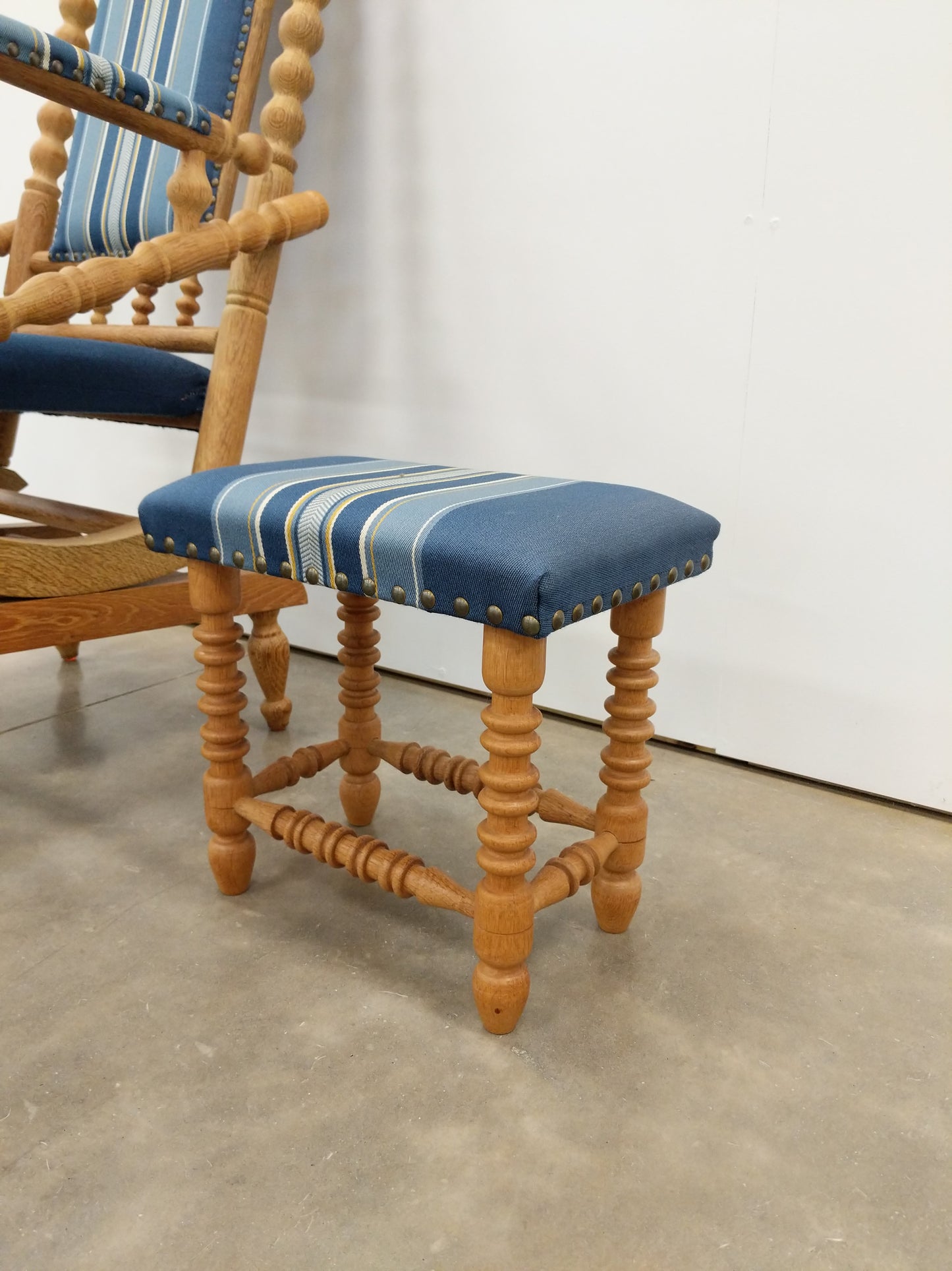 Antique Danish Rocking Chair with Foot Stool