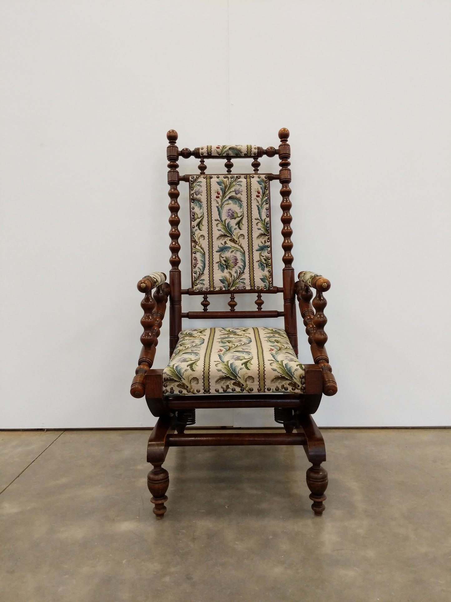 Antique Danish Rocking Chair with Foot Stool