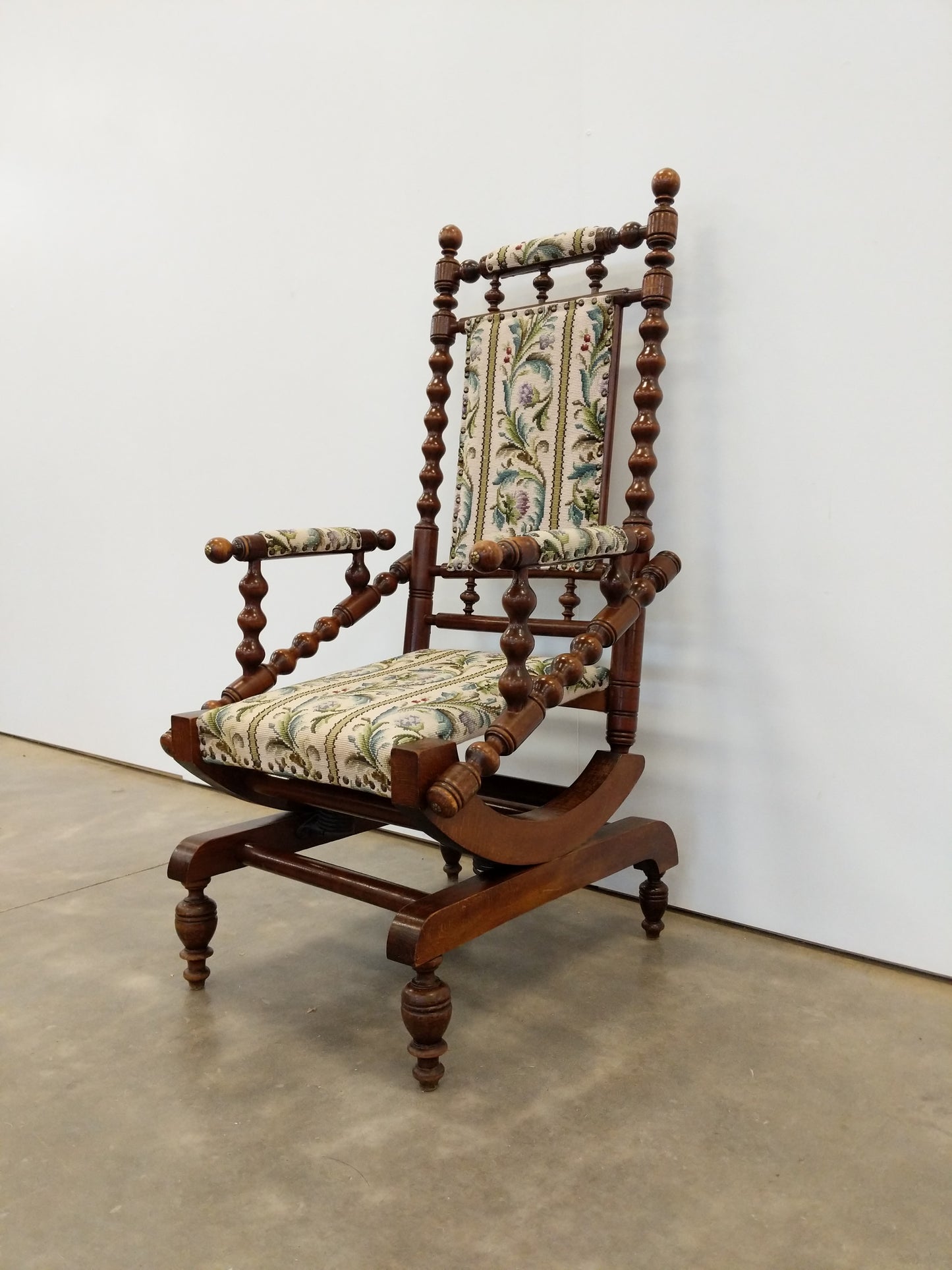 Antique Danish Rocking Chair with Foot Stool