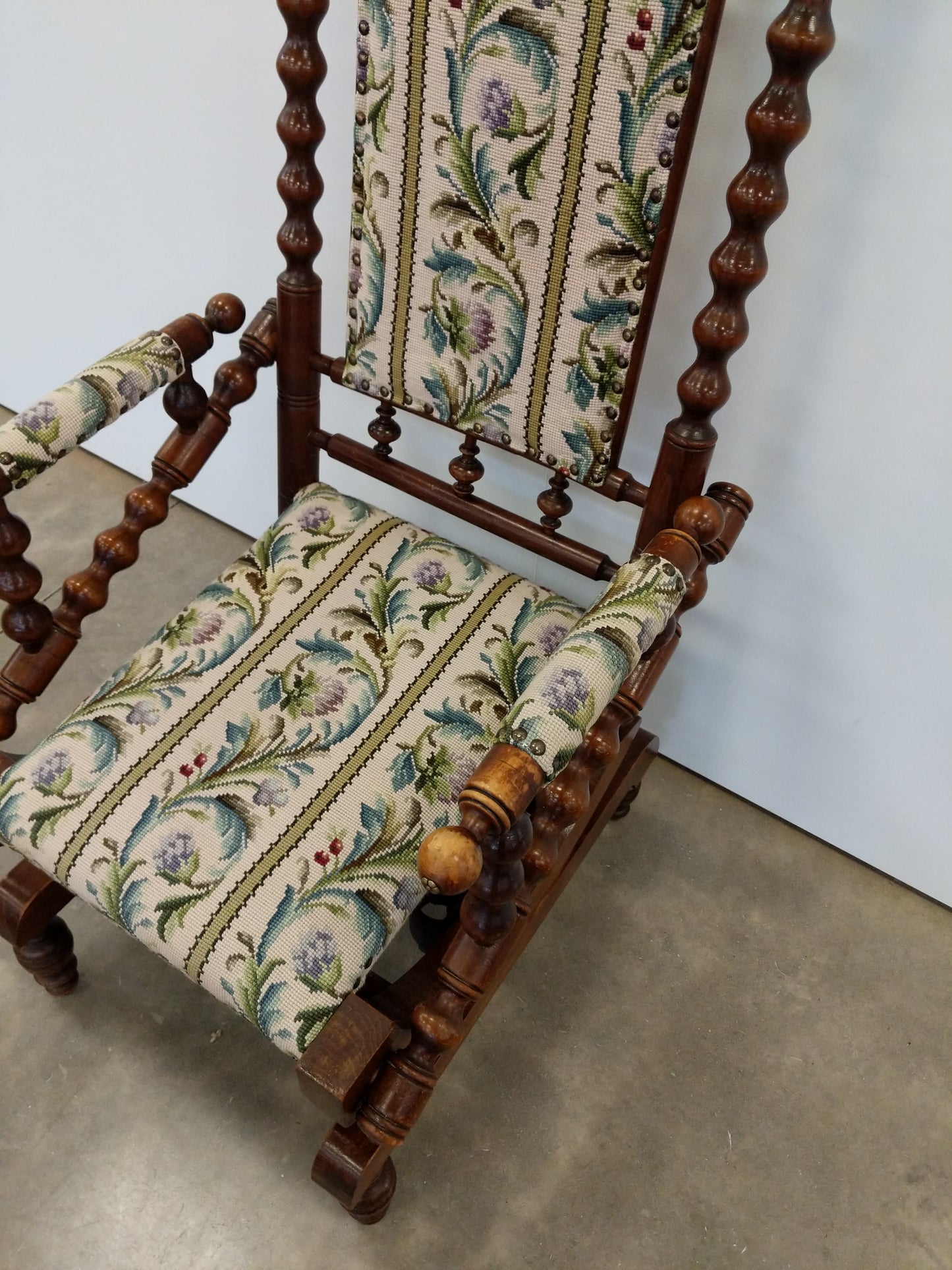 Antique Danish Rocking Chair with Foot Stool