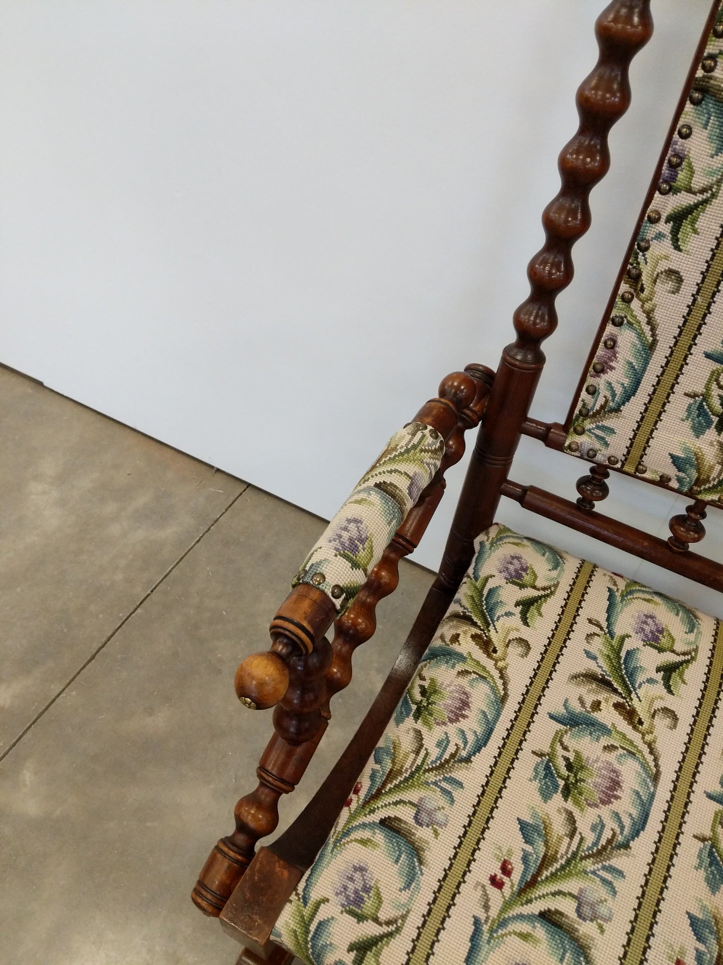 Antique Danish Rocking Chair with Foot Stool