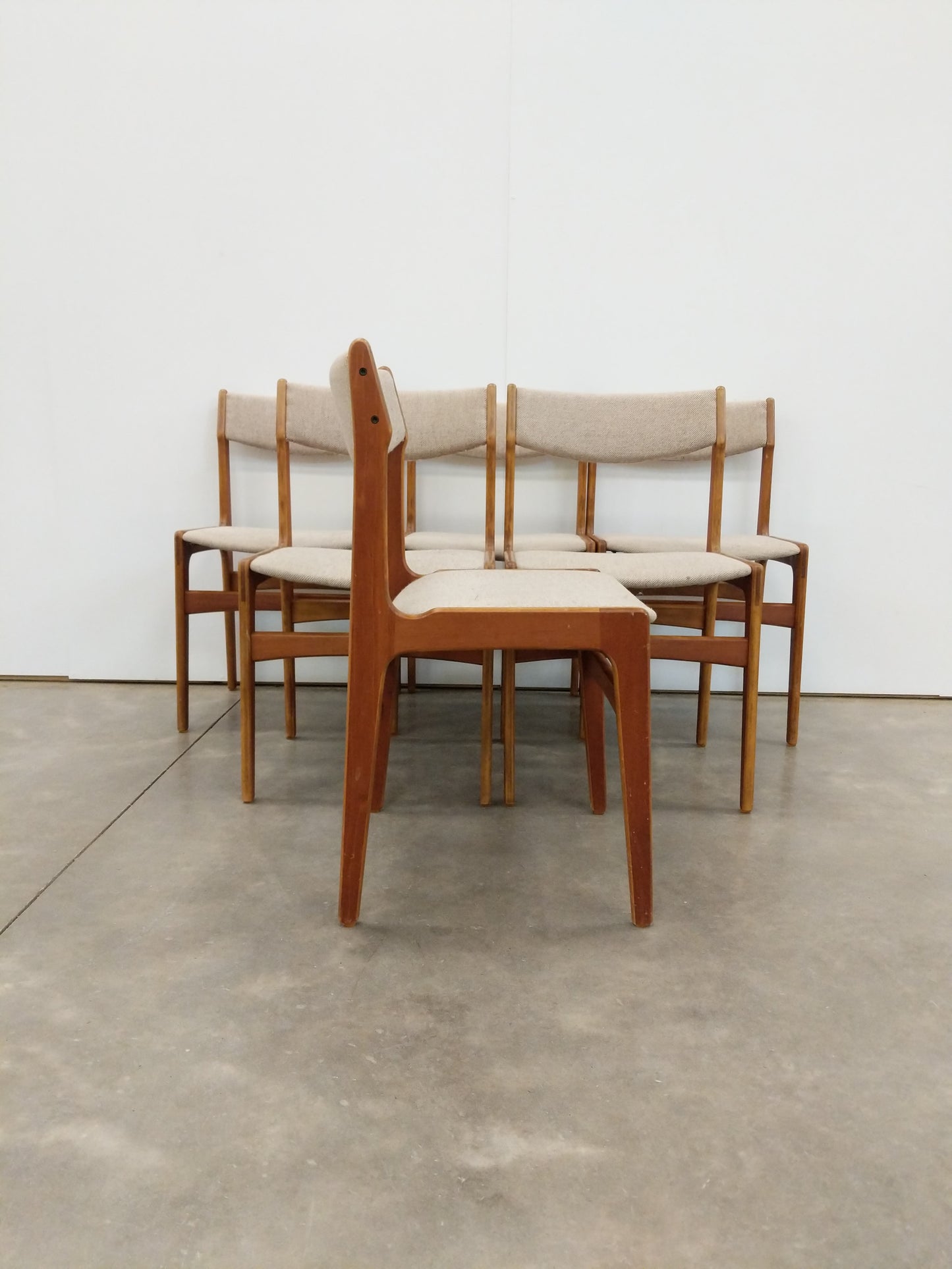 Set of 6 Vintage Danish Modern Dining Chairs by Erik Buch