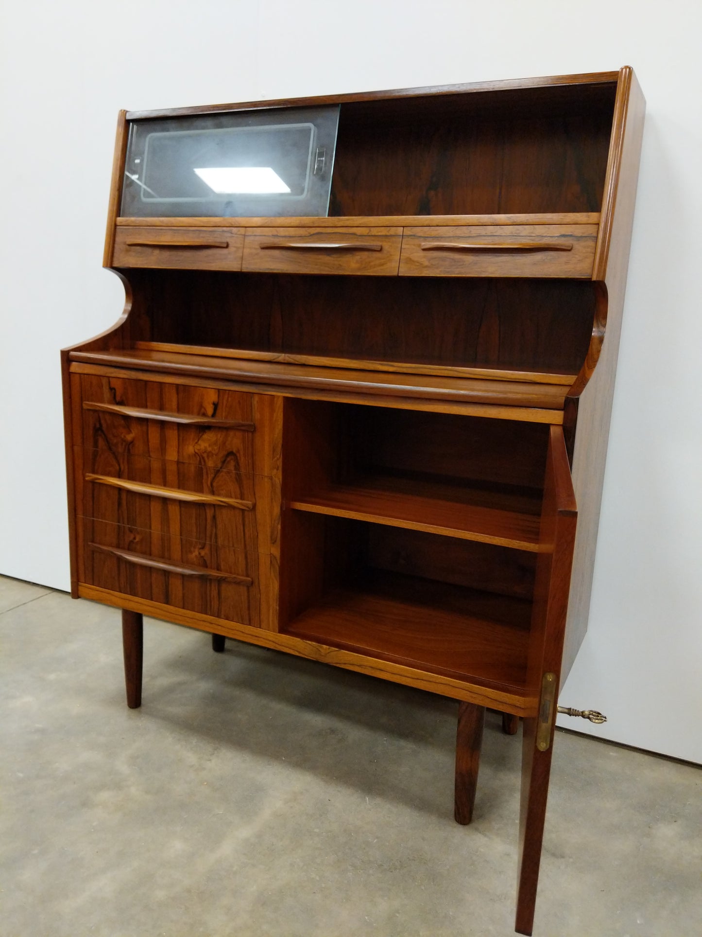 Vintage Danish Modern Rosewood Secretary Desk
