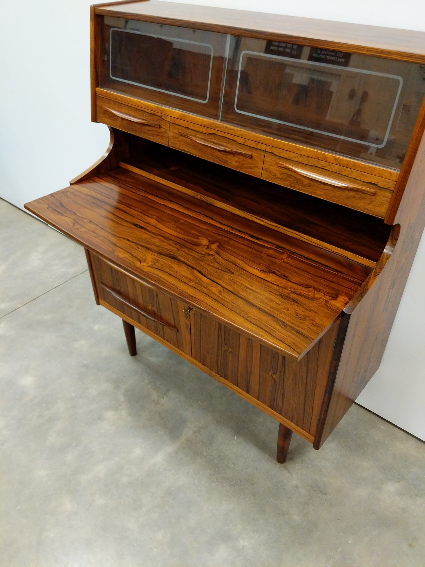 Vintage Danish Modern Rosewood Secretary Desk