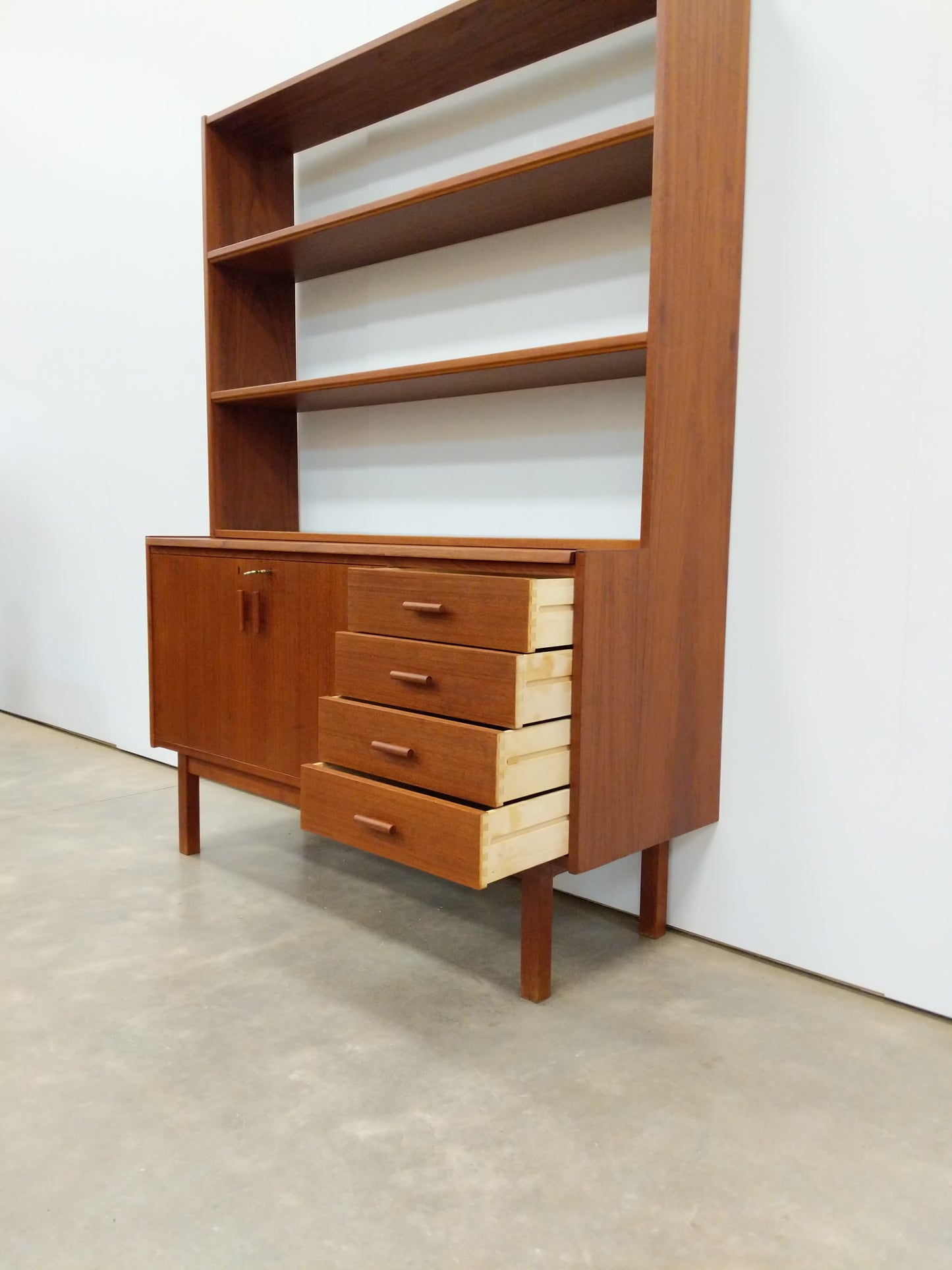 Vintage Swedish Modern Teak Sideboard / Secretary Desk by Breox