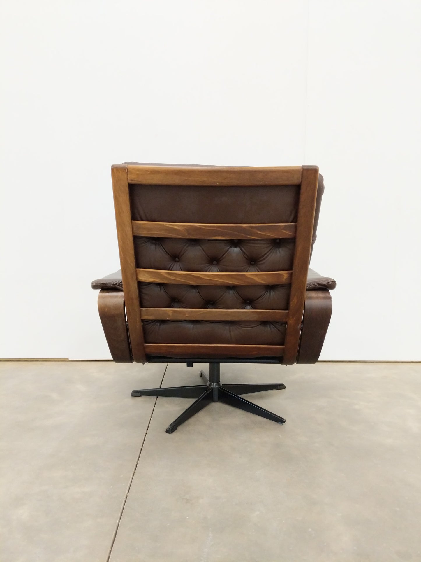 Vintage Danish Modern Leather Lounge Chair by Coja