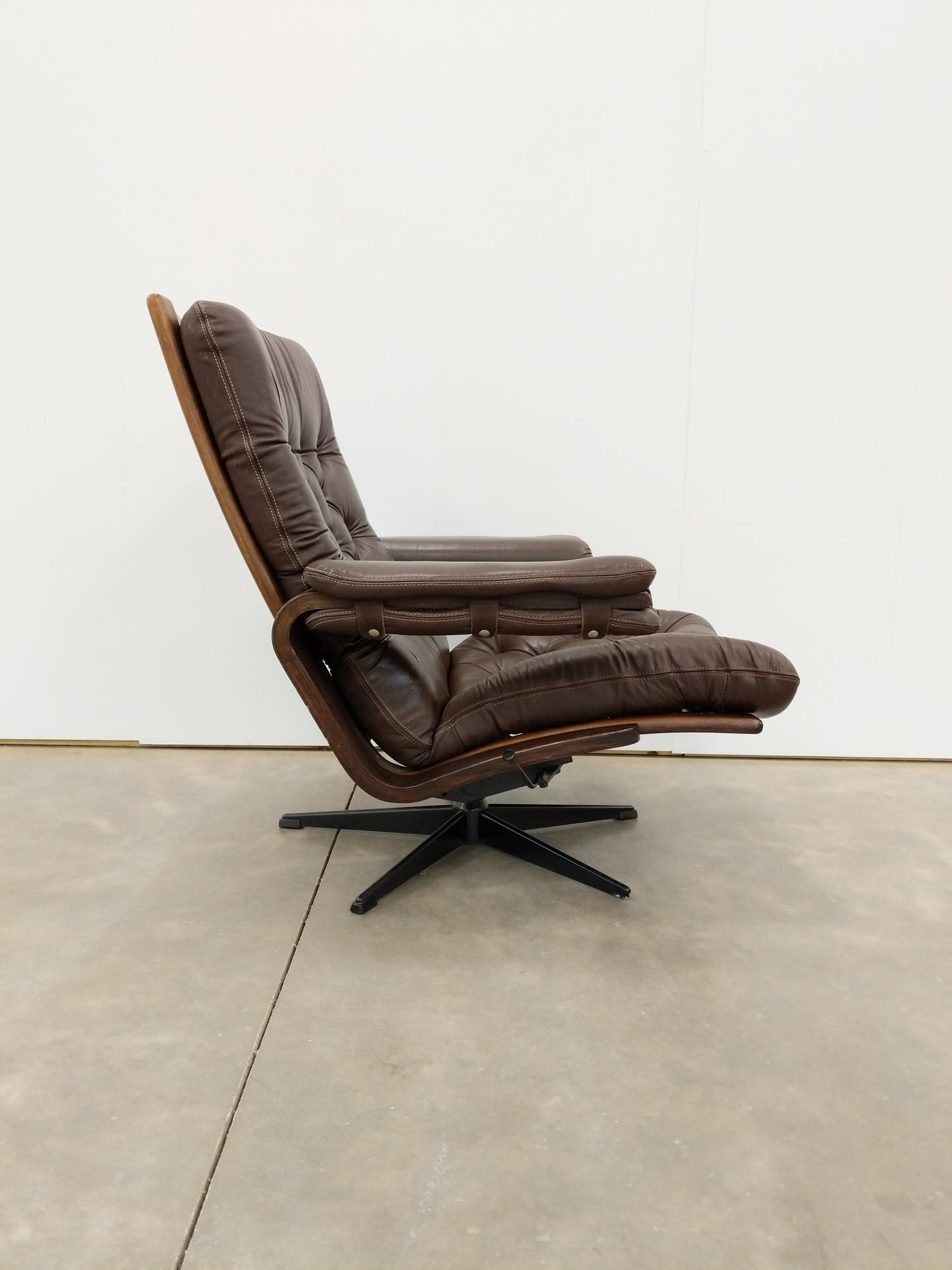 Vintage Danish Modern Leather Lounge Chair by Coja