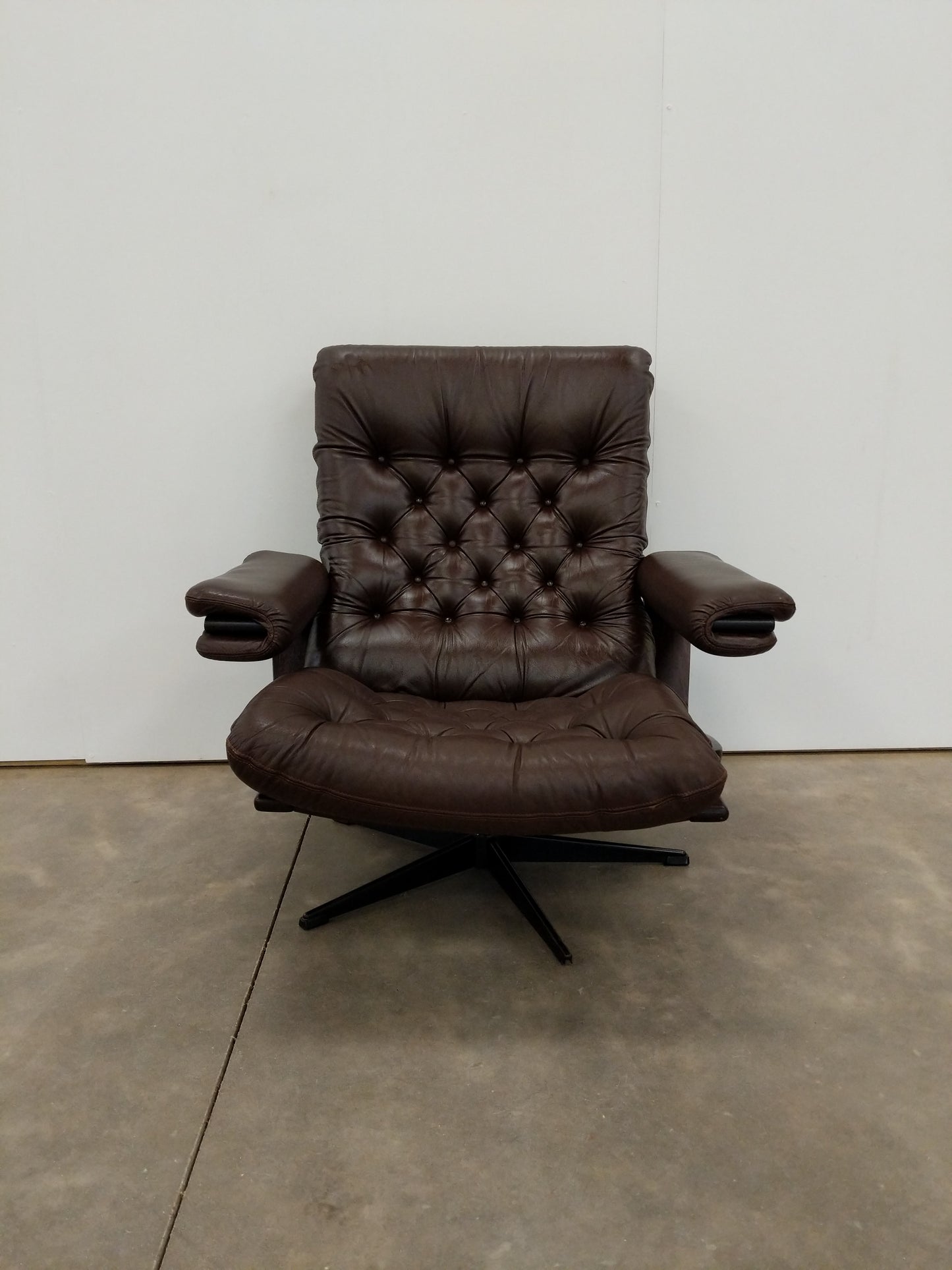 Vintage Danish Modern Leather Lounge Chair by Coja