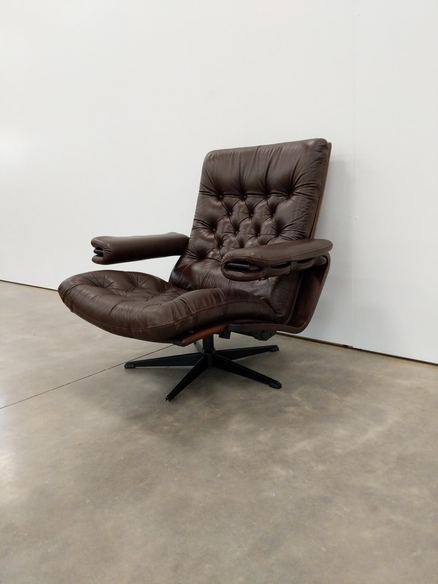 Vintage Danish Modern Leather Lounge Chair by Coja