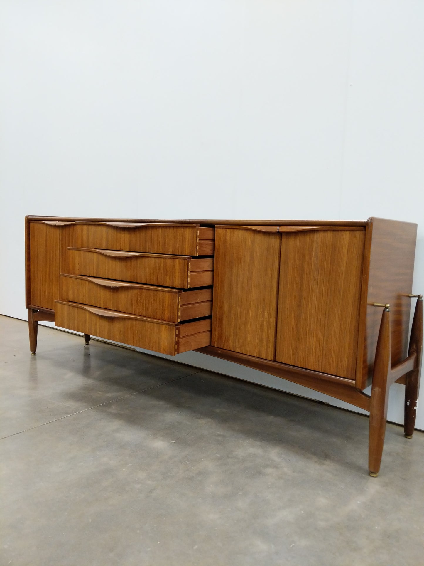 Vintage Mid Century Modern Teak Credenza by Elliotts of Newbury