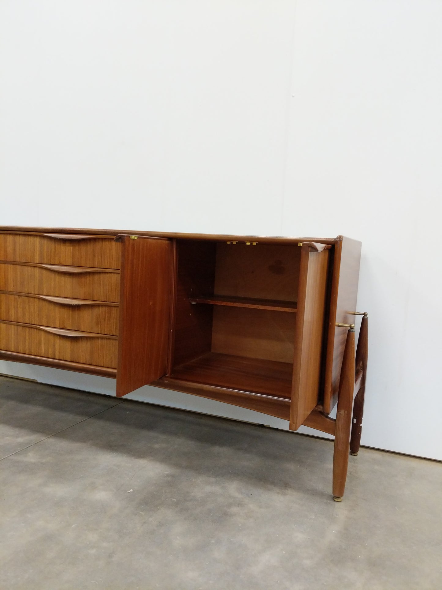 Vintage Mid Century Modern Teak Credenza by Elliotts of Newbury