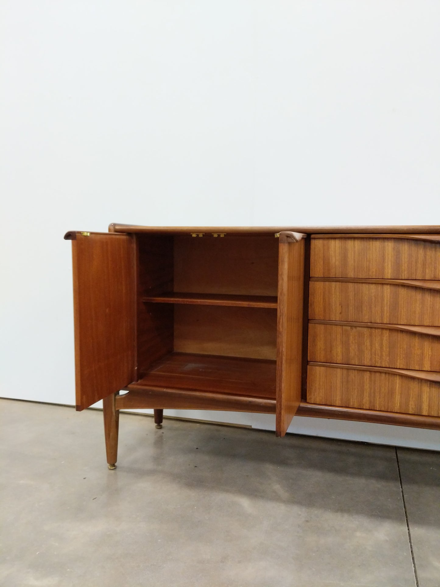 Vintage Mid Century Modern Teak Credenza by Elliotts of Newbury