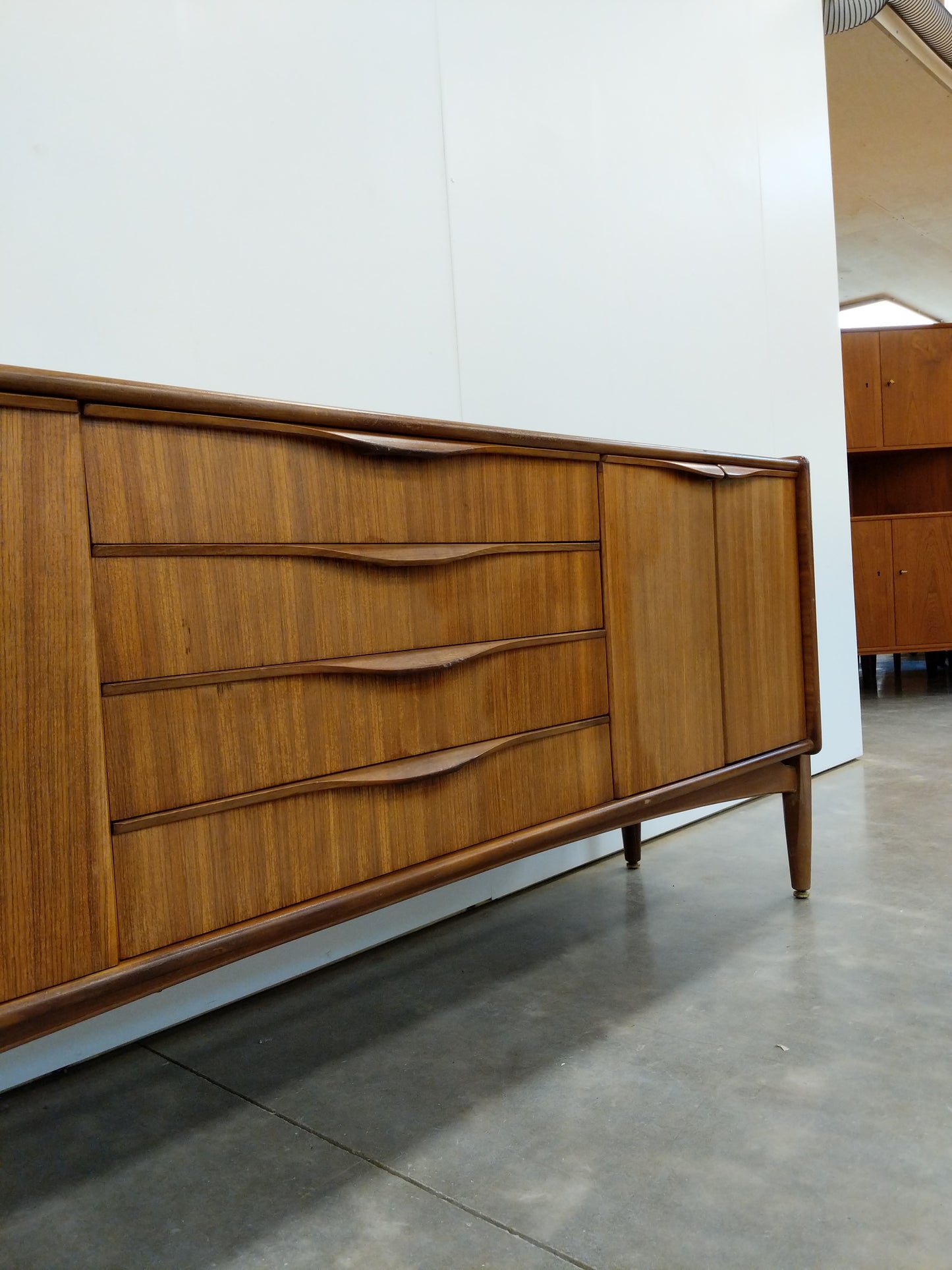 Vintage Mid Century Modern Teak Credenza by Elliotts of Newbury