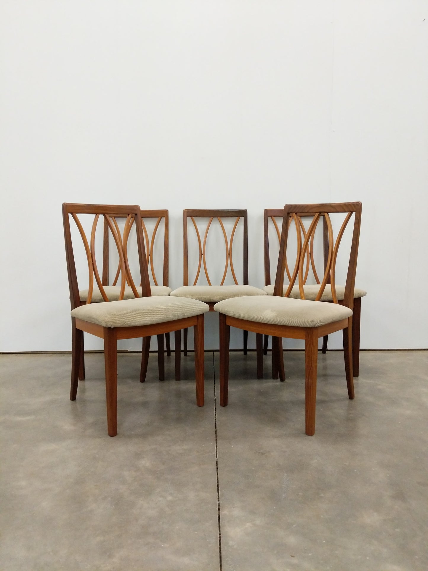 Set of 5 Vintage Mid Century Modern Dining Chairs by G Plan
