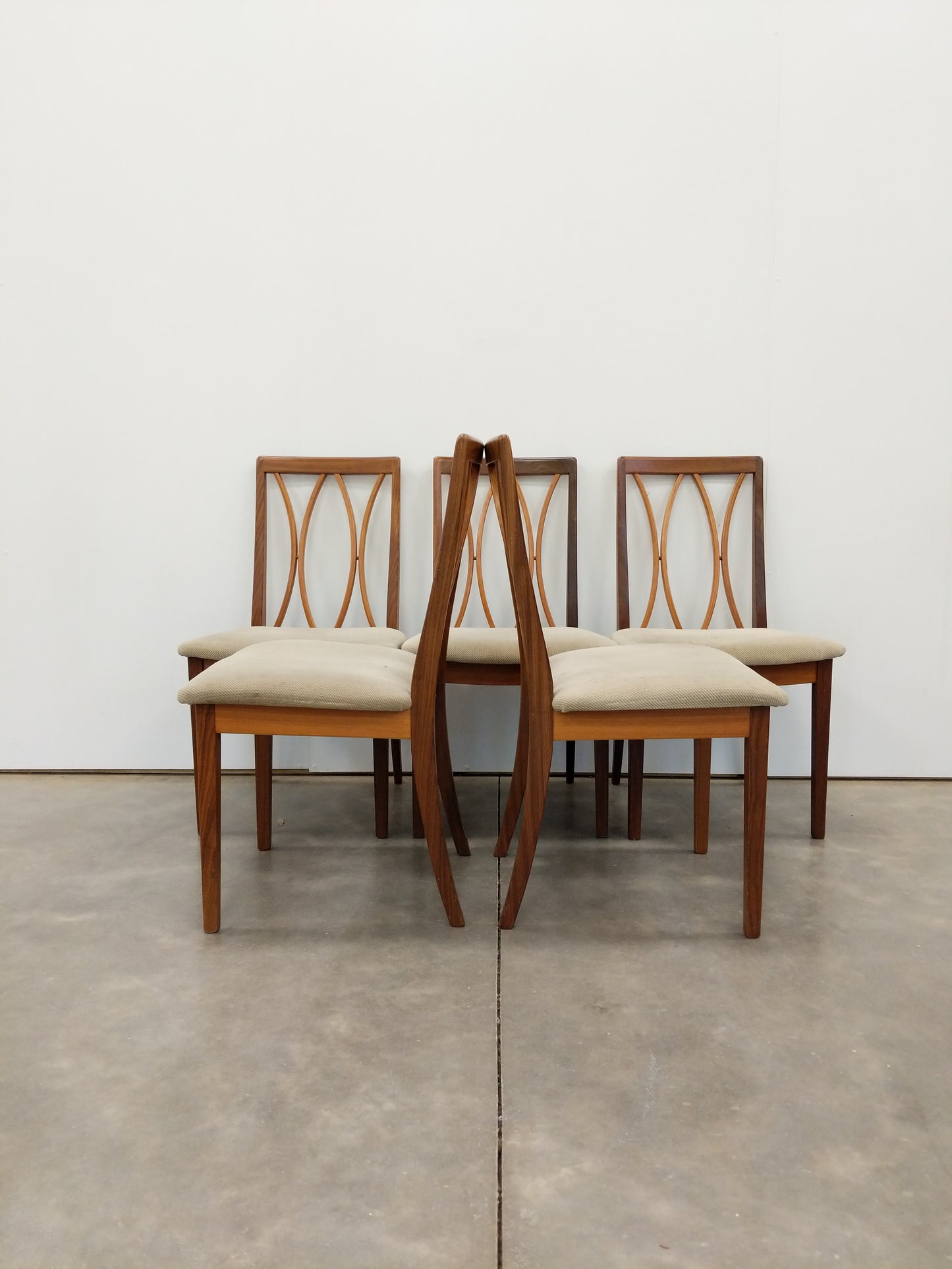 Set of 5 Vintage Mid Century Modern Dining Chairs by G Plan