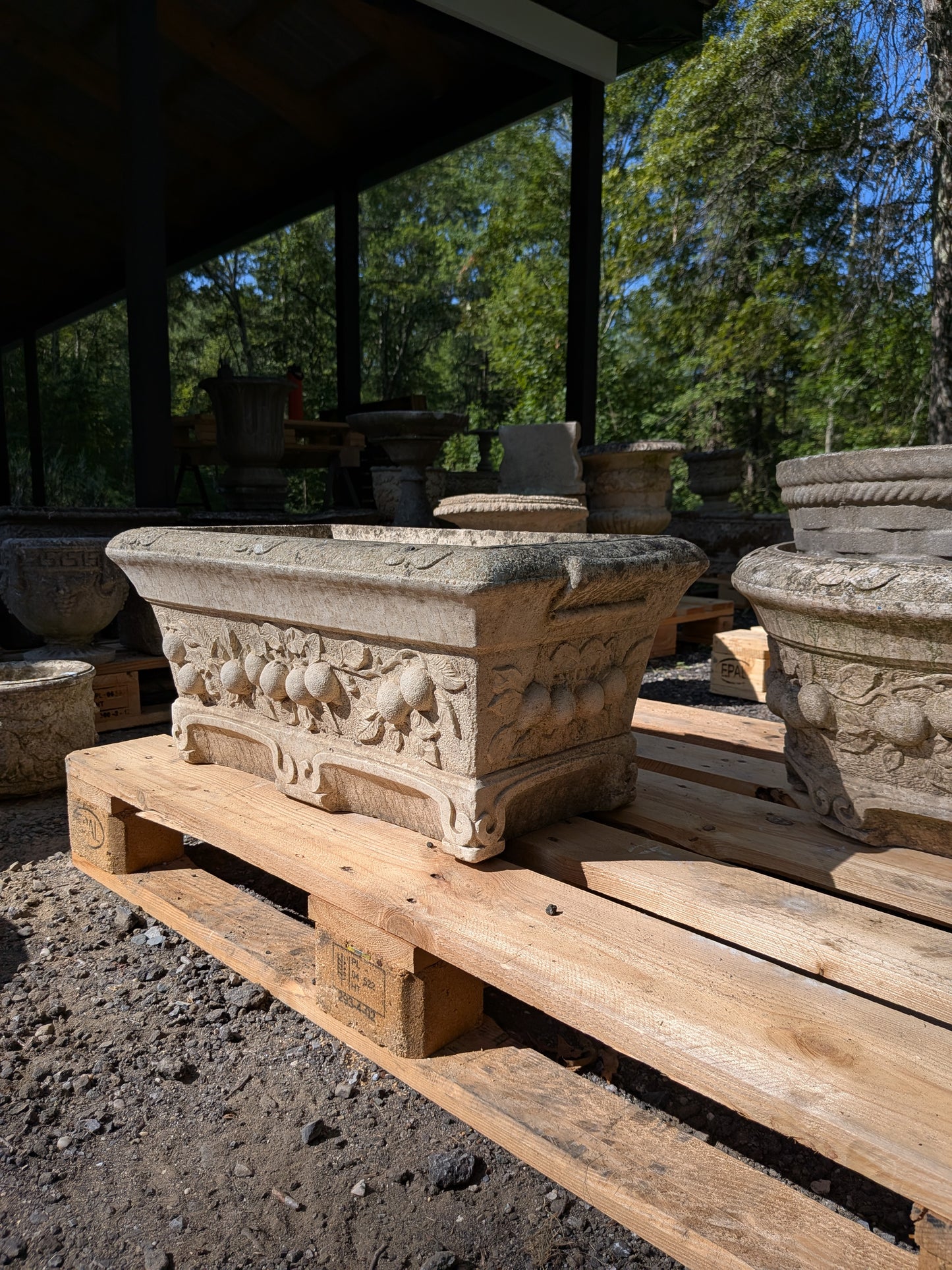 British Cast Stone Trough Planter / Jardiniere