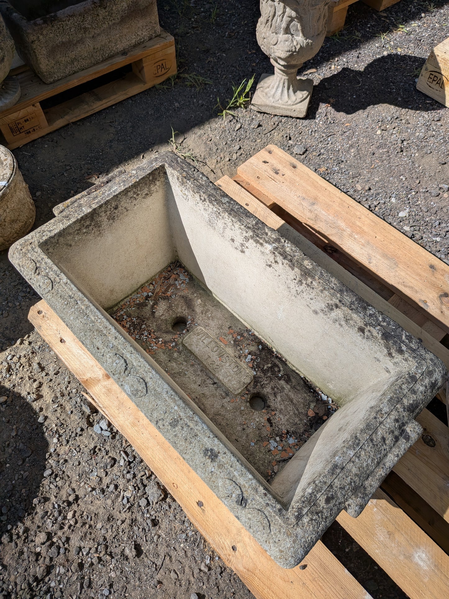British Cast Stone Trough Planter / Jardiniere