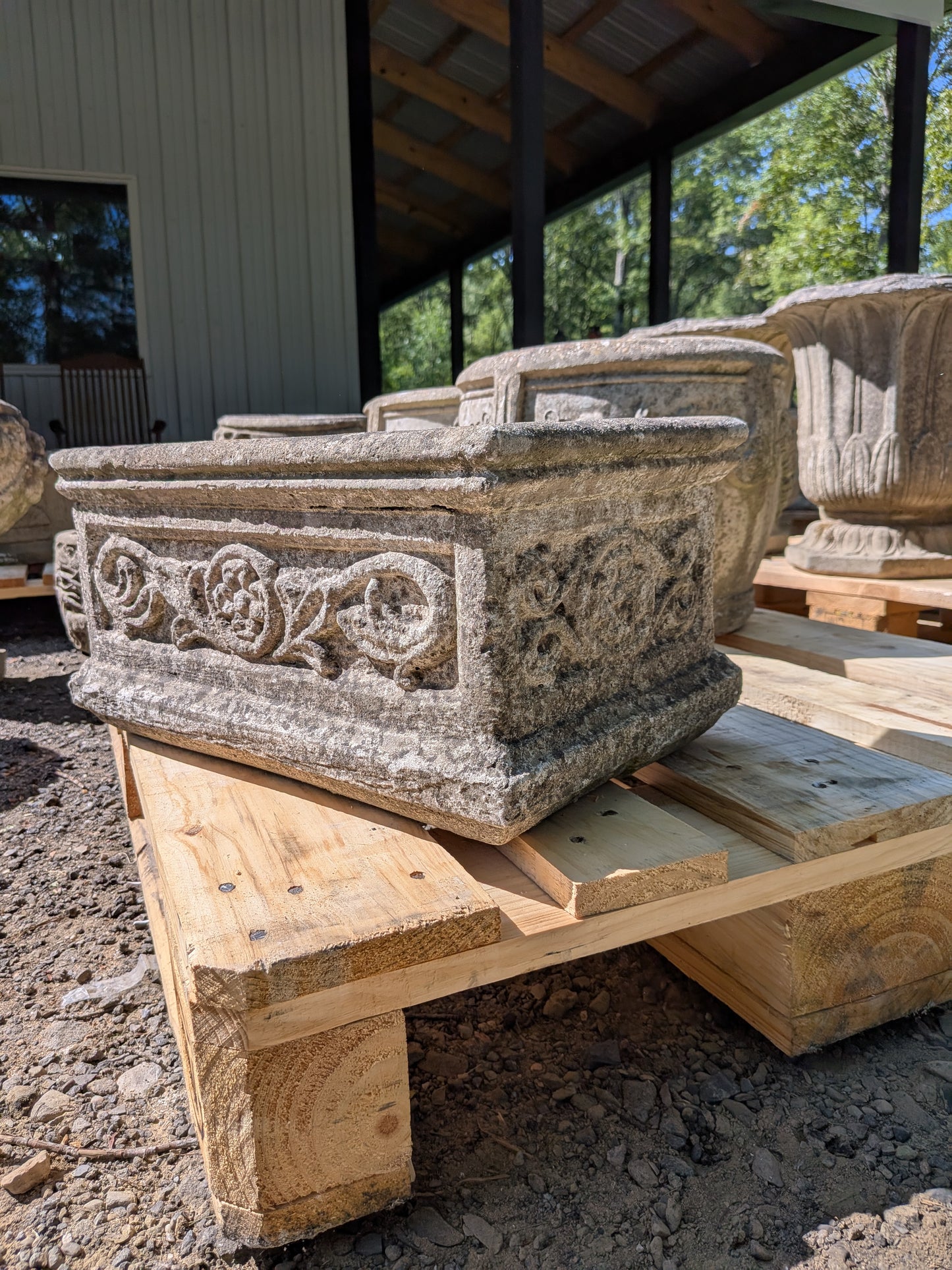 British Cast Stone Trough Planter / Jardiniere