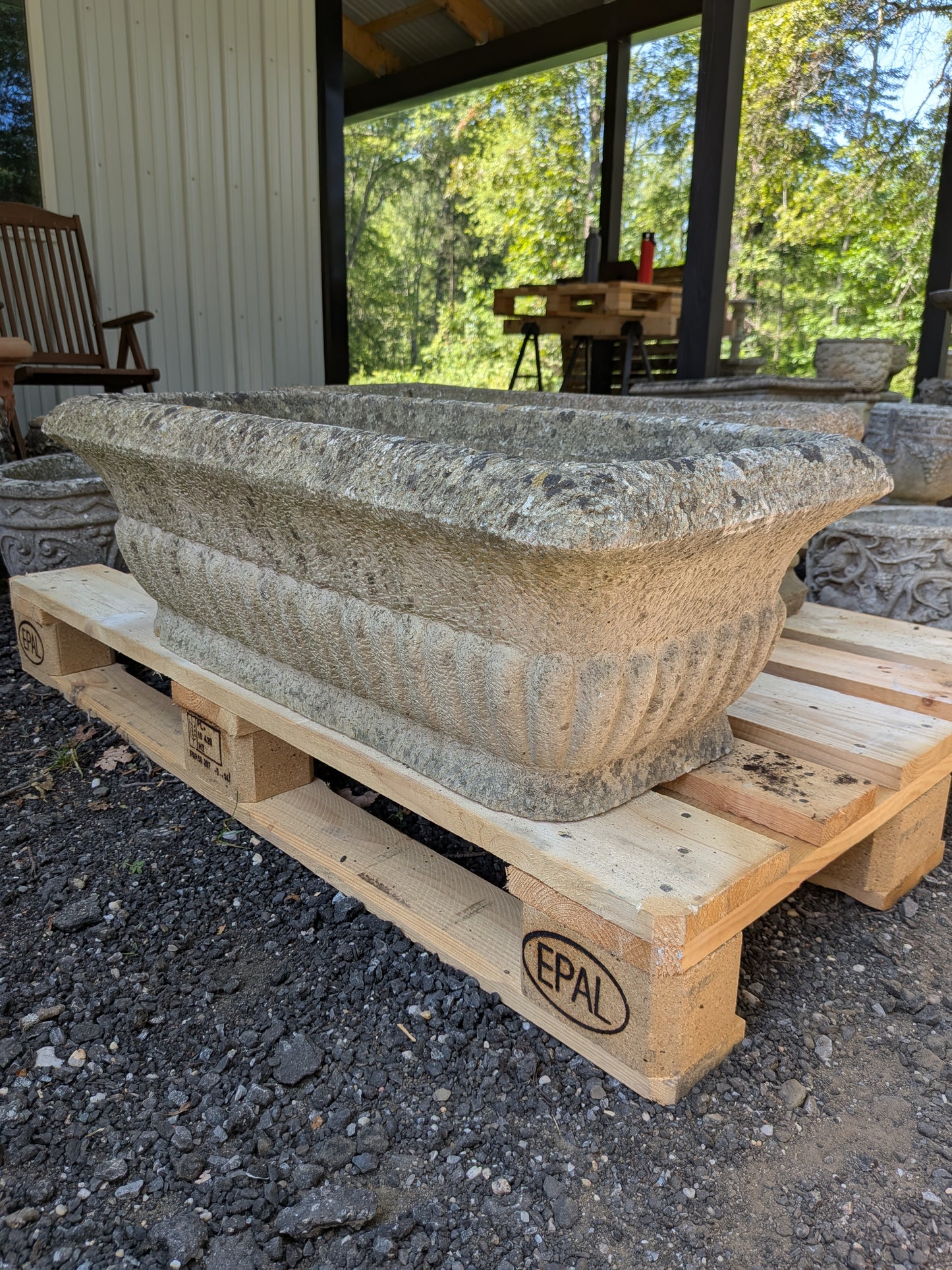 British Cast Stone Trough Planter / Jardiniere