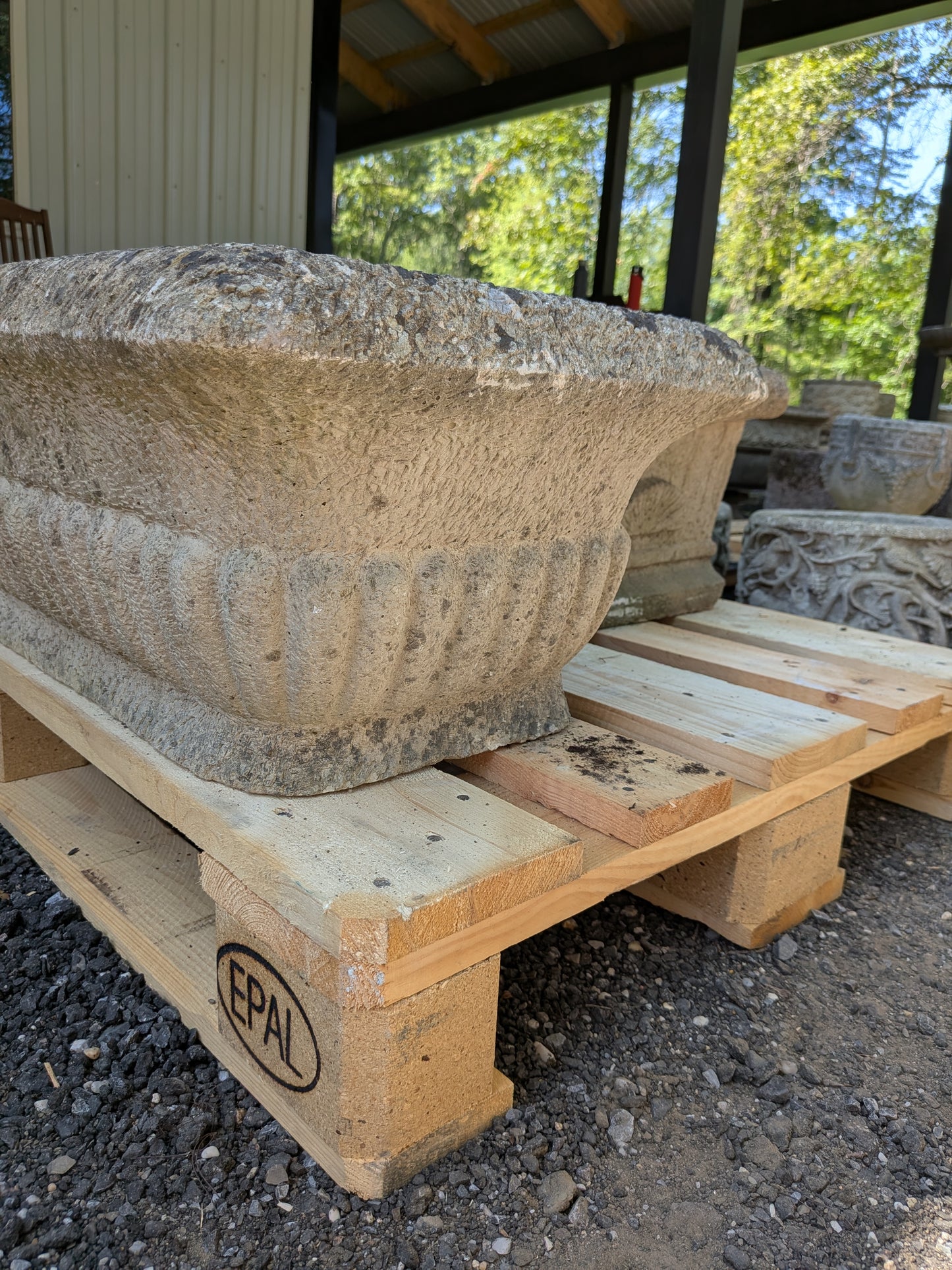 British Cast Stone Trough Planter / Jardiniere