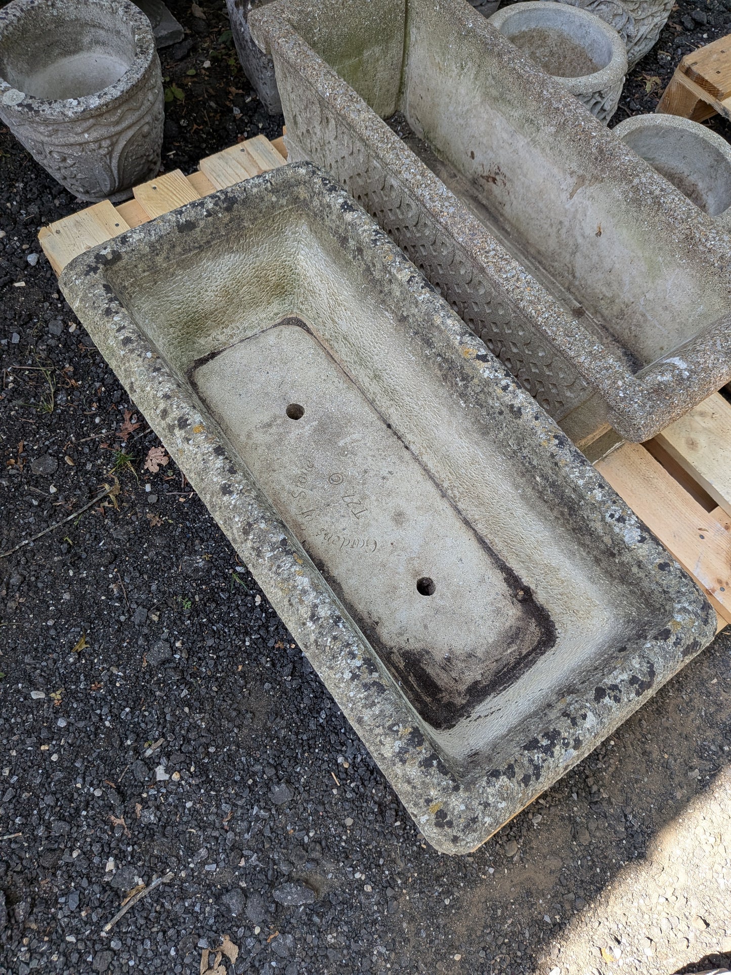 British Cast Stone Trough Planter / Jardiniere