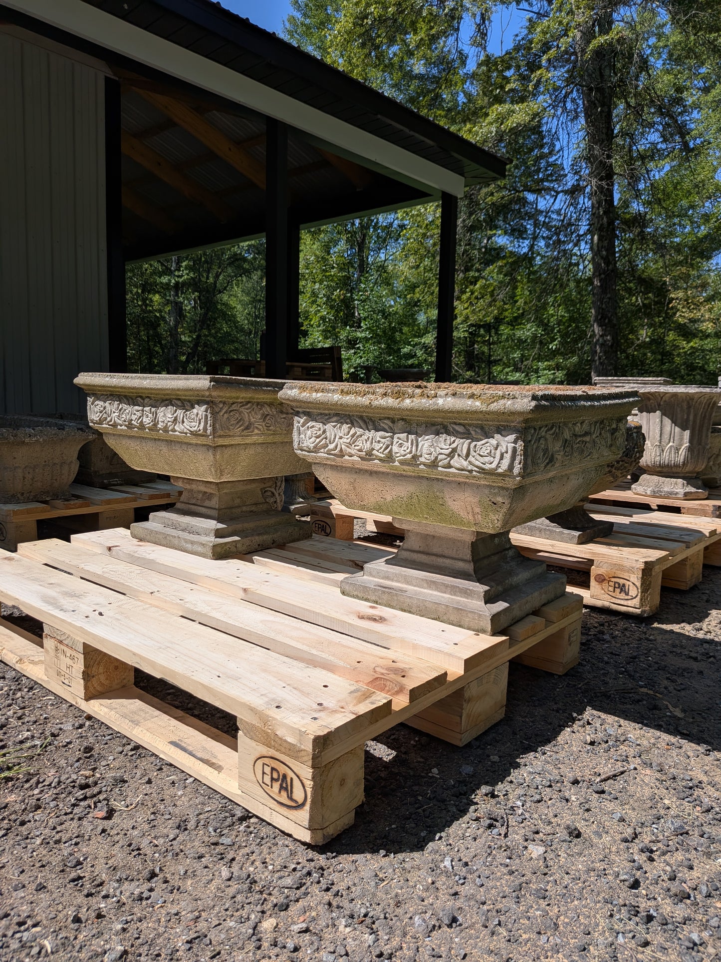 Pair of British Cast Stone Planters / Jardinieres