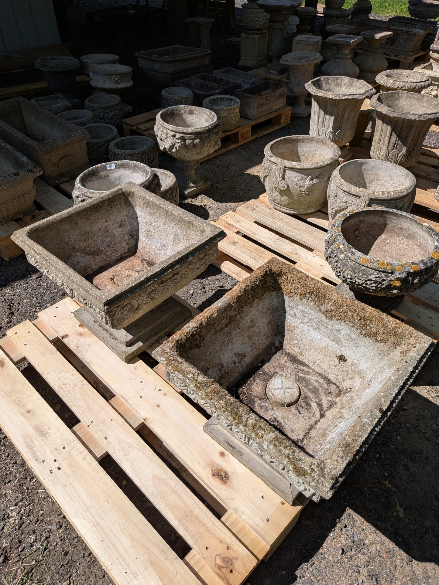 Pair of British Cast Stone Planters / Jardinieres