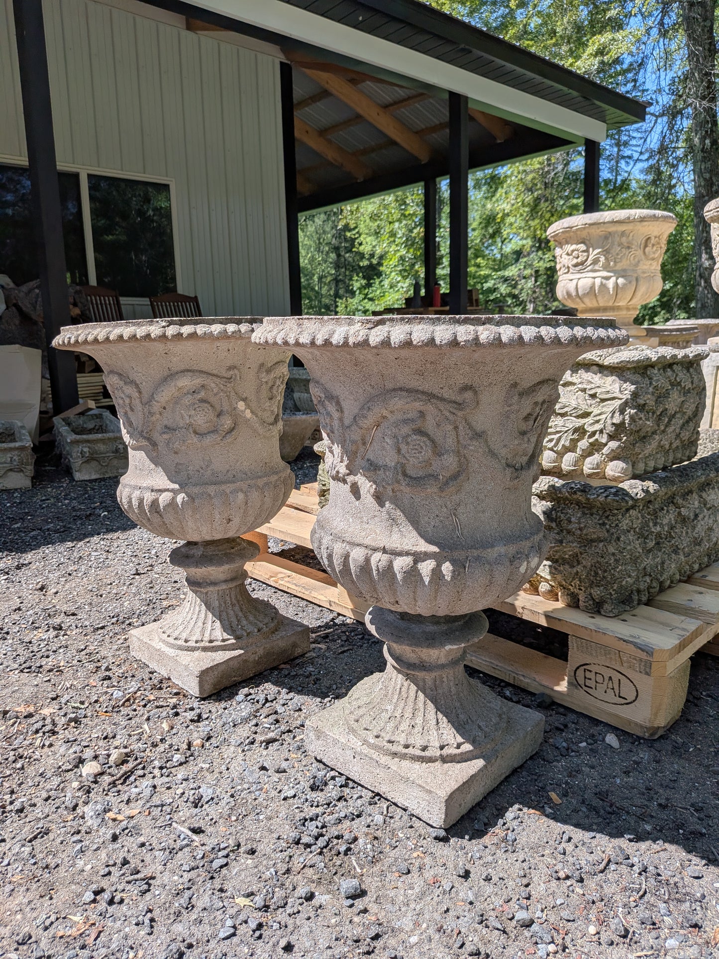 Pair of British Cast Stone Planters / Jardinieres