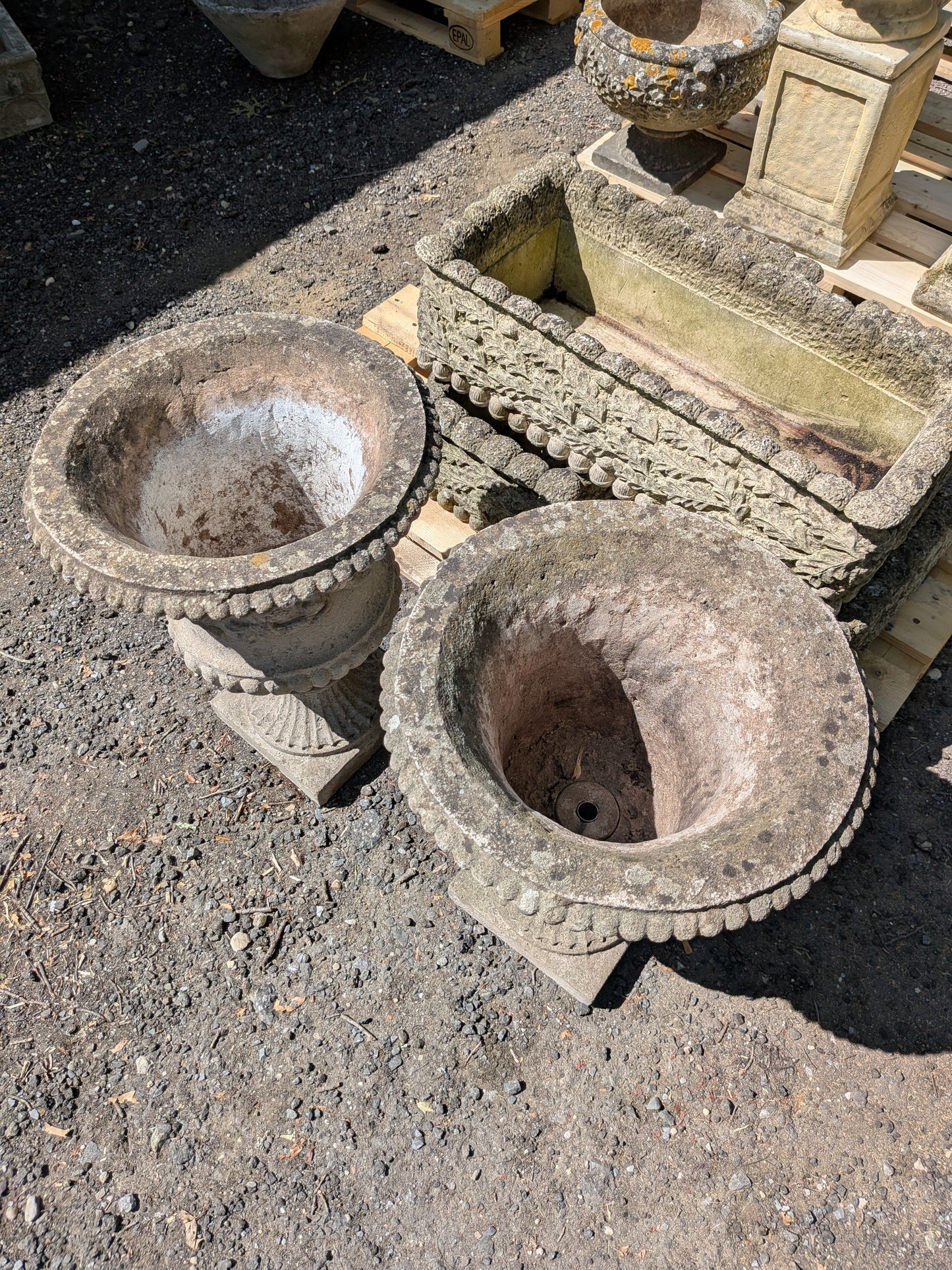 Pair of British Cast Stone Planters / Jardinieres