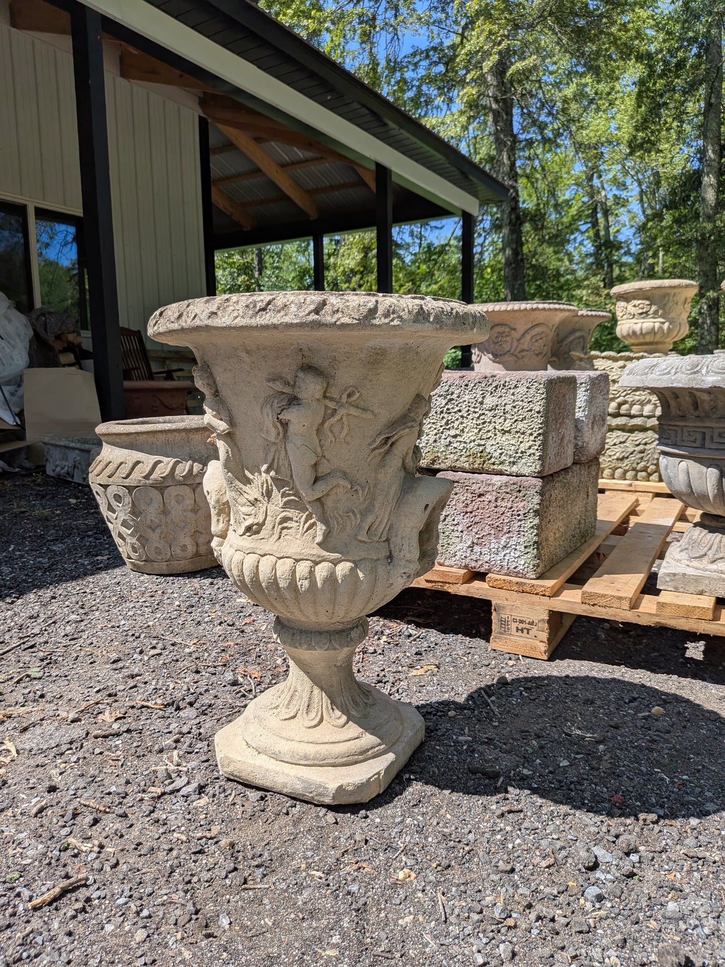 British Cast Stone Planter / Urn / Jardiniere