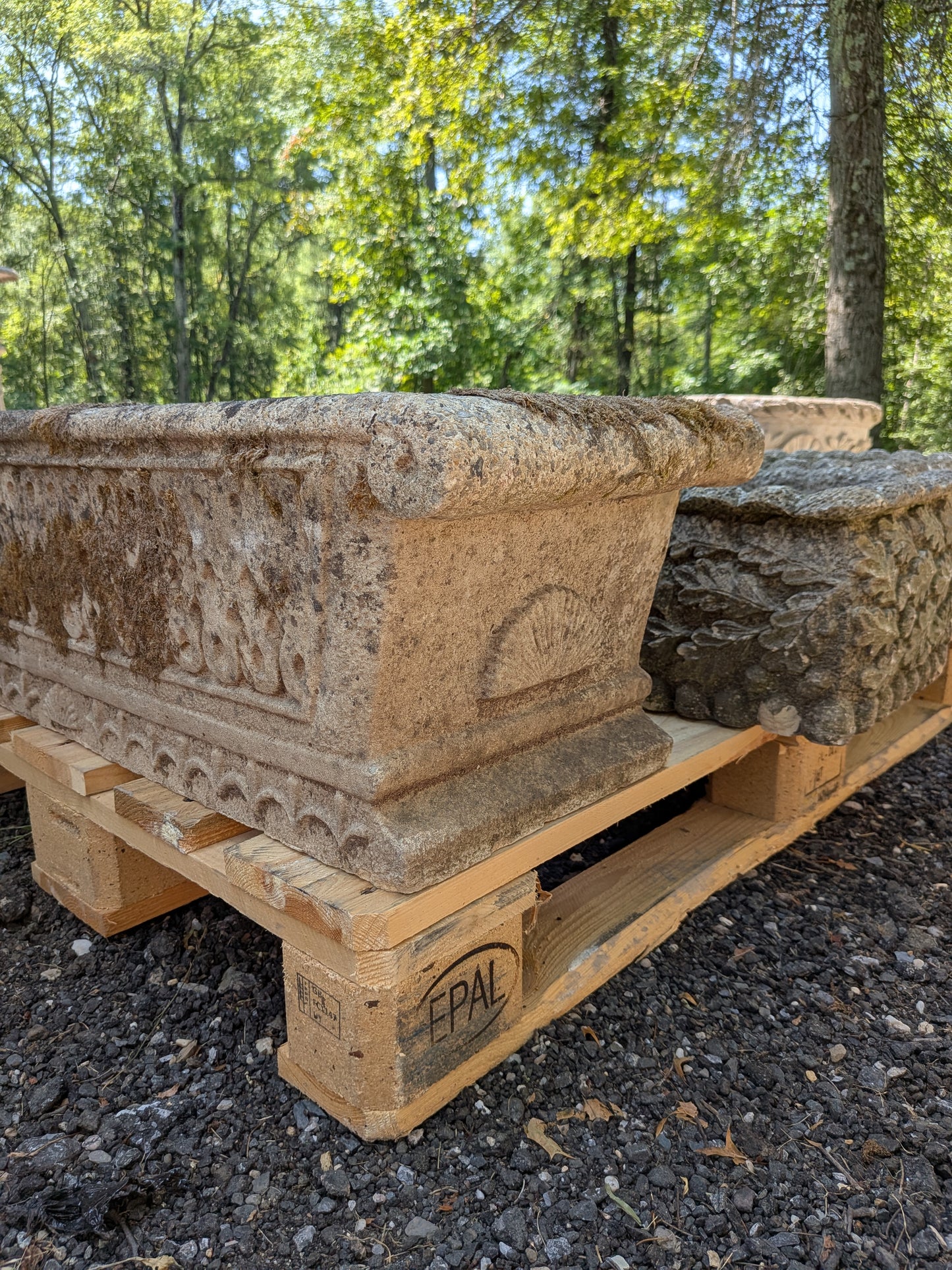 British Cast Stone Trough Planter / Jardiniere