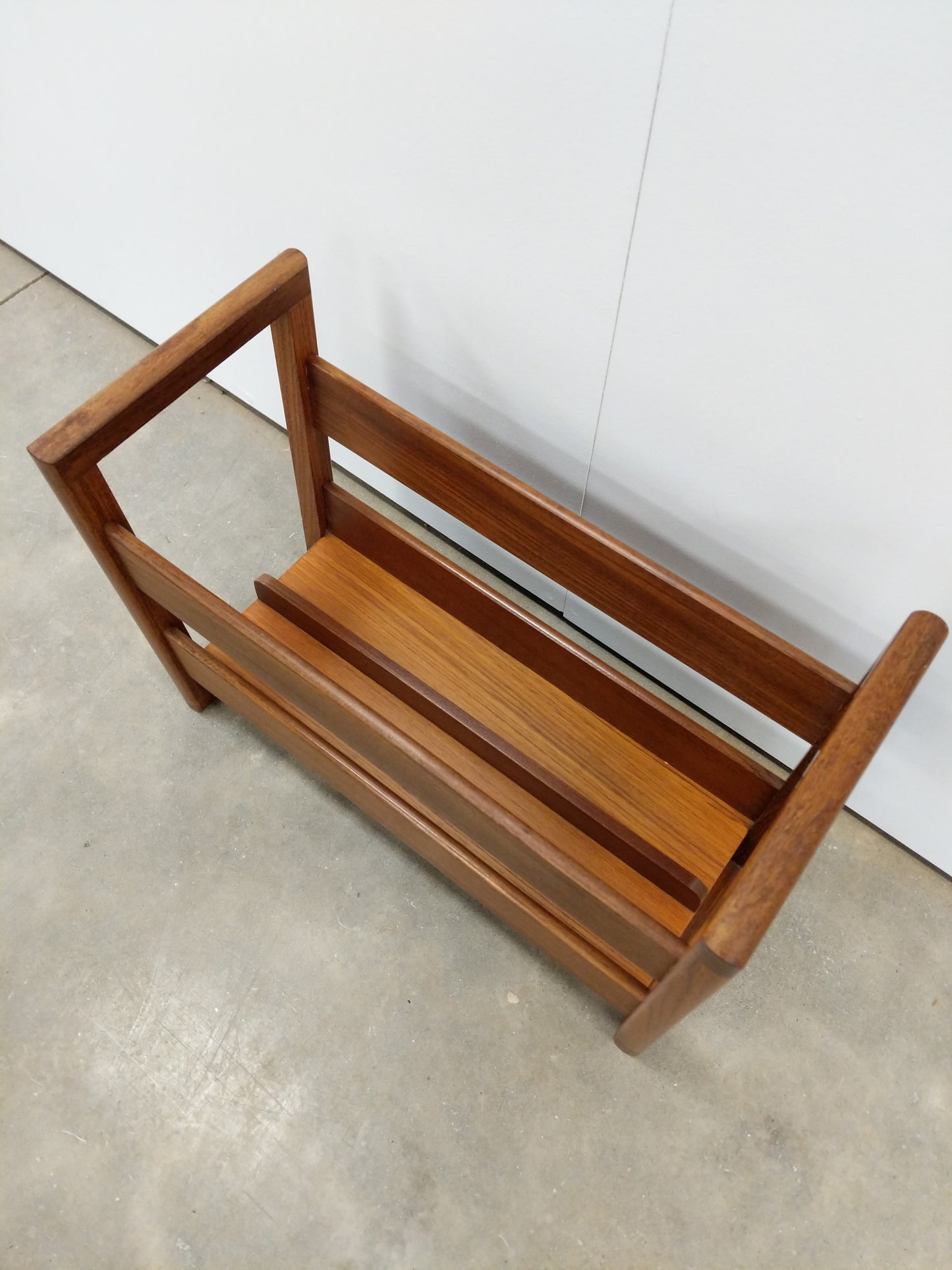 Vintage Mid Century Modern Teak Record / Magazine Holder