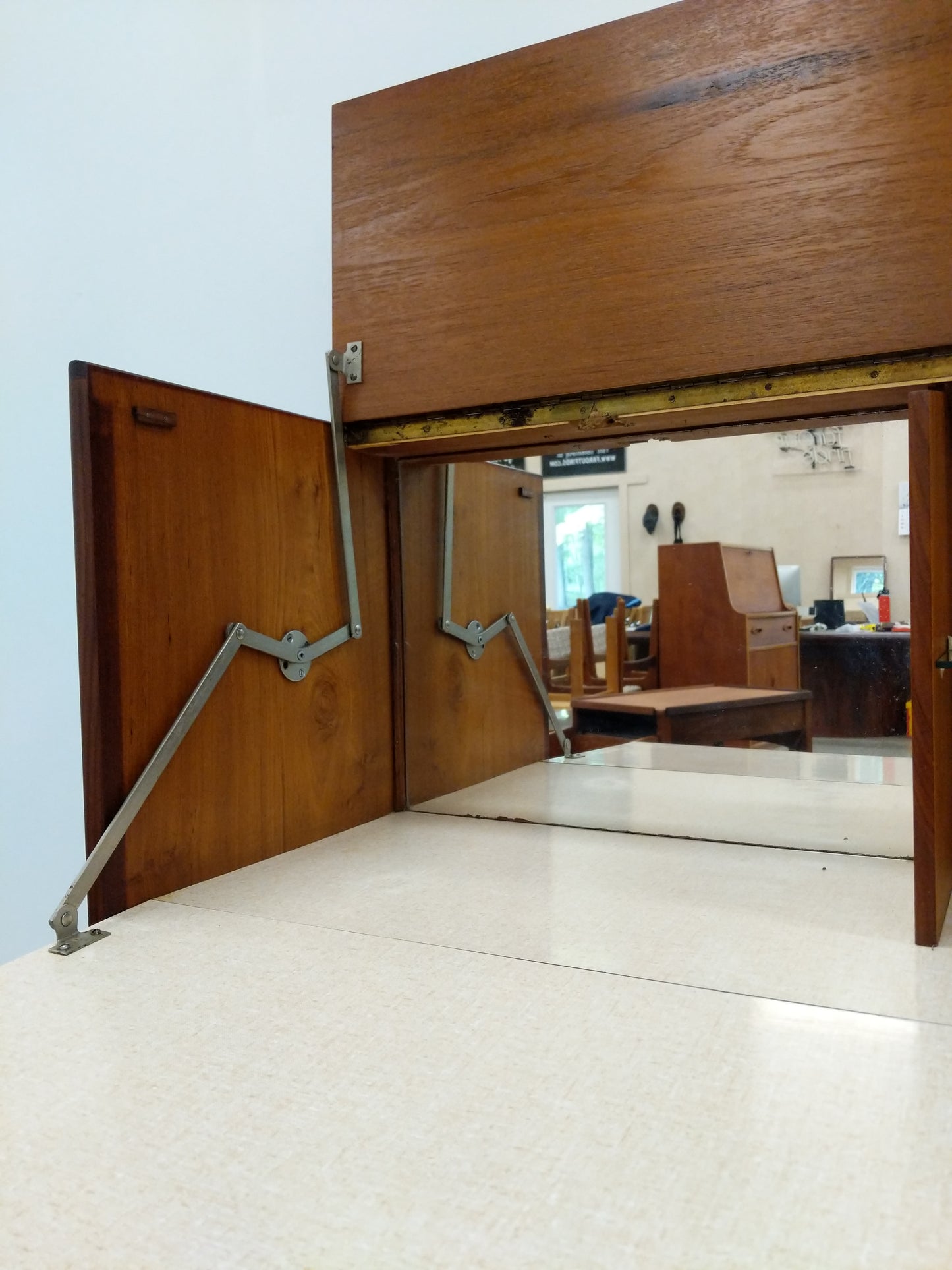 Vintage Mid Century Modern Teak Bar Cabinet