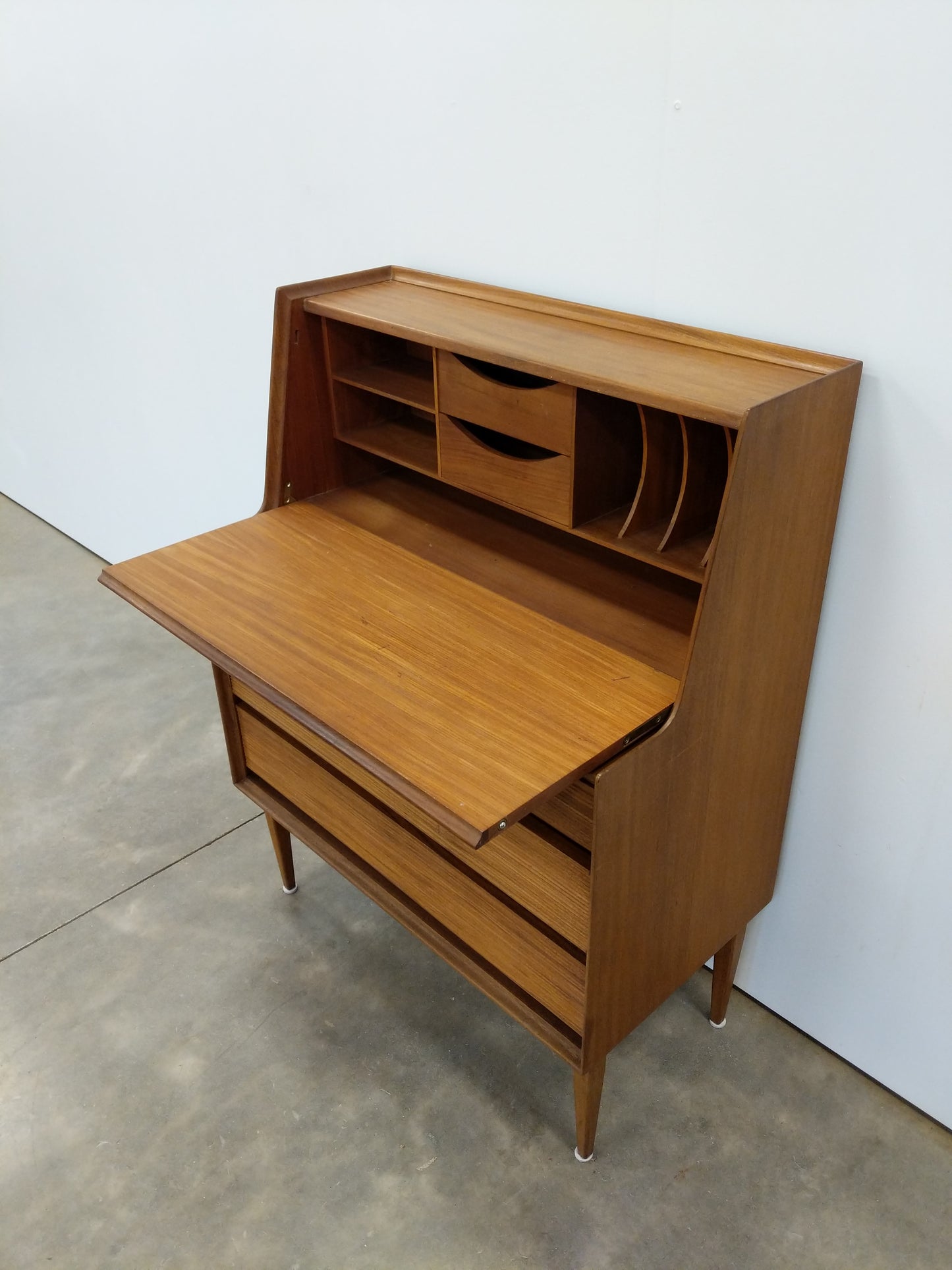 Vintage Mid Century Modern Teak Secretary Desk by Richard Hornby