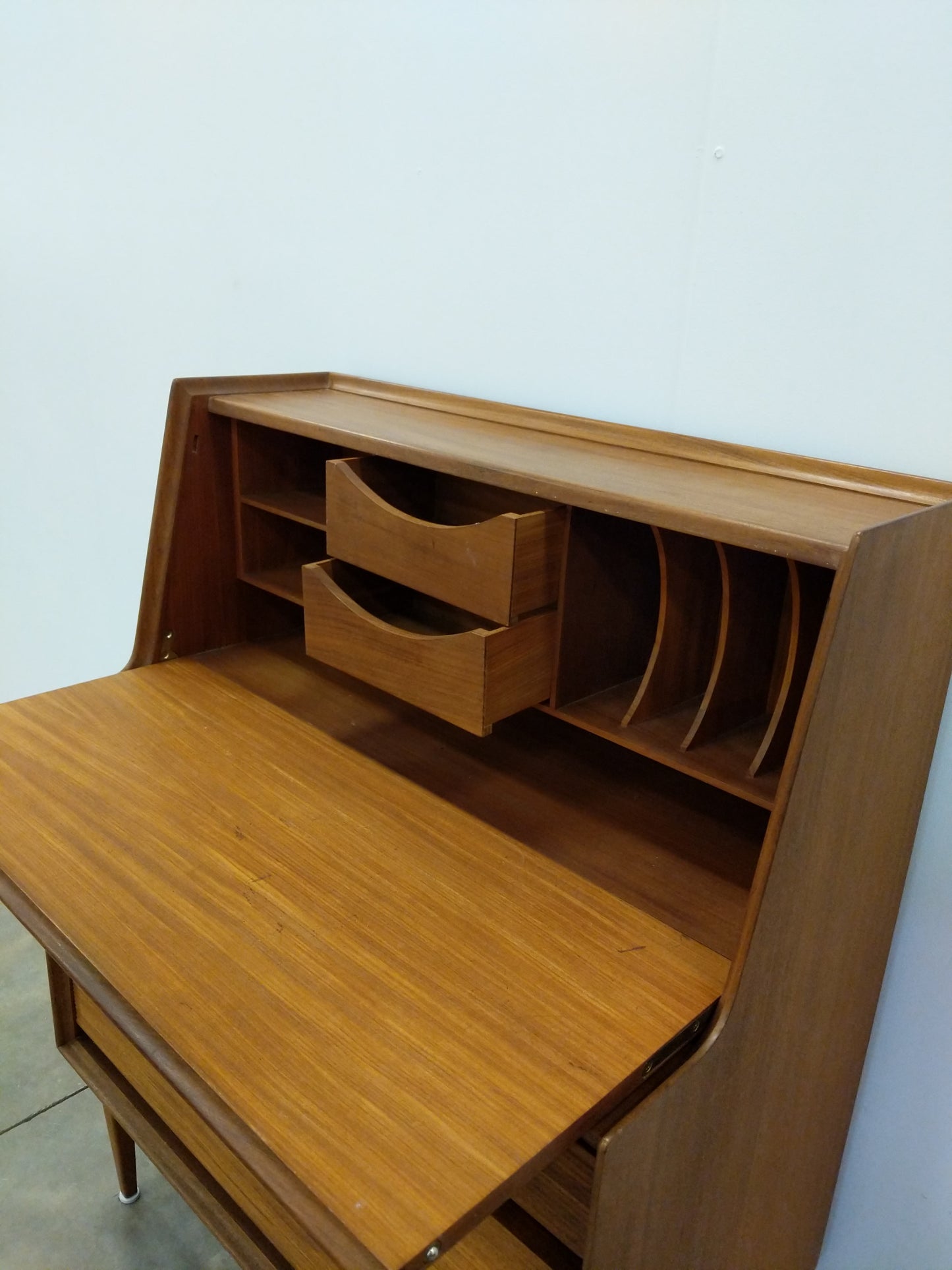 Vintage Mid Century Modern Teak Secretary Desk by Richard Hornby