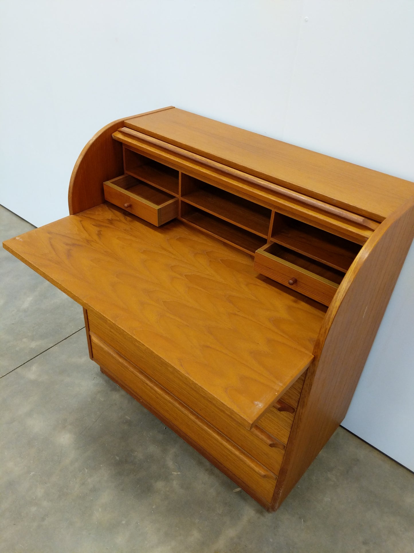 Vintage Mid Century Modern Teak Secretary Desk