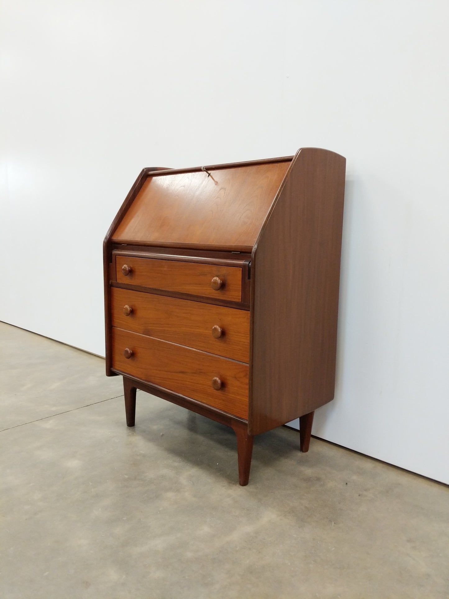 Vintage Mid Century Modern Teak Secretary Desk by Younger