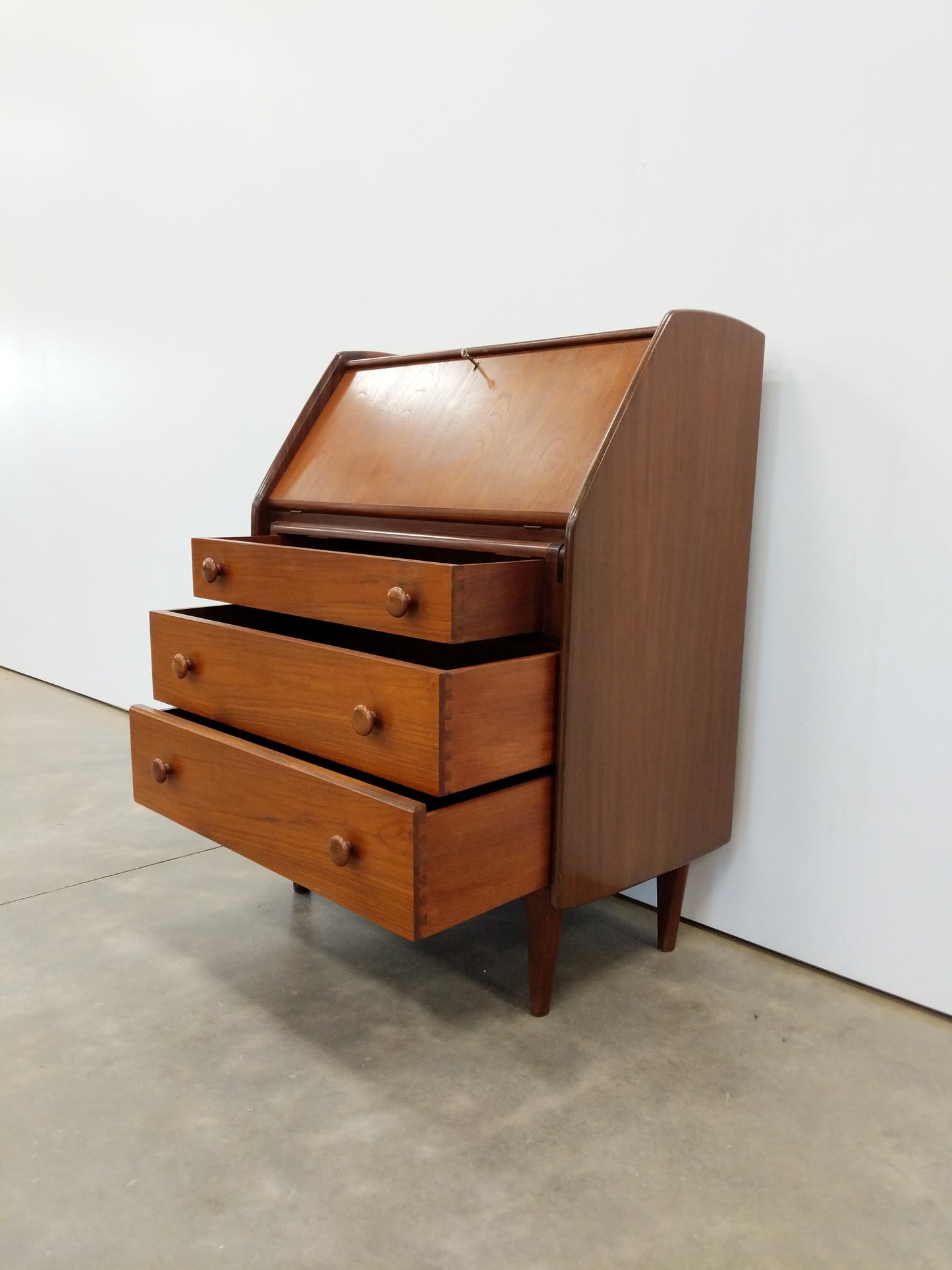 Vintage Mid Century Modern Teak Secretary Desk by Younger
