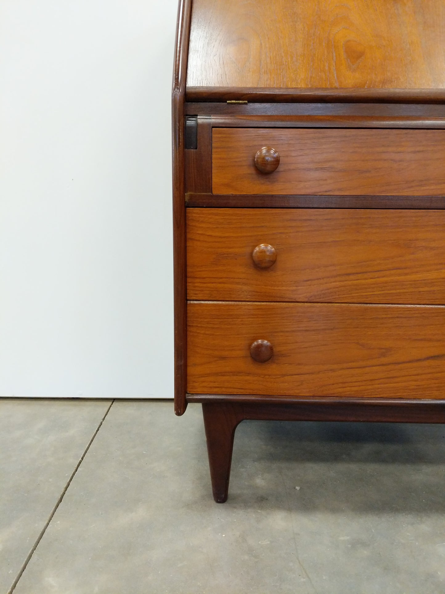 Vintage Mid Century Modern Teak Secretary Desk by Younger