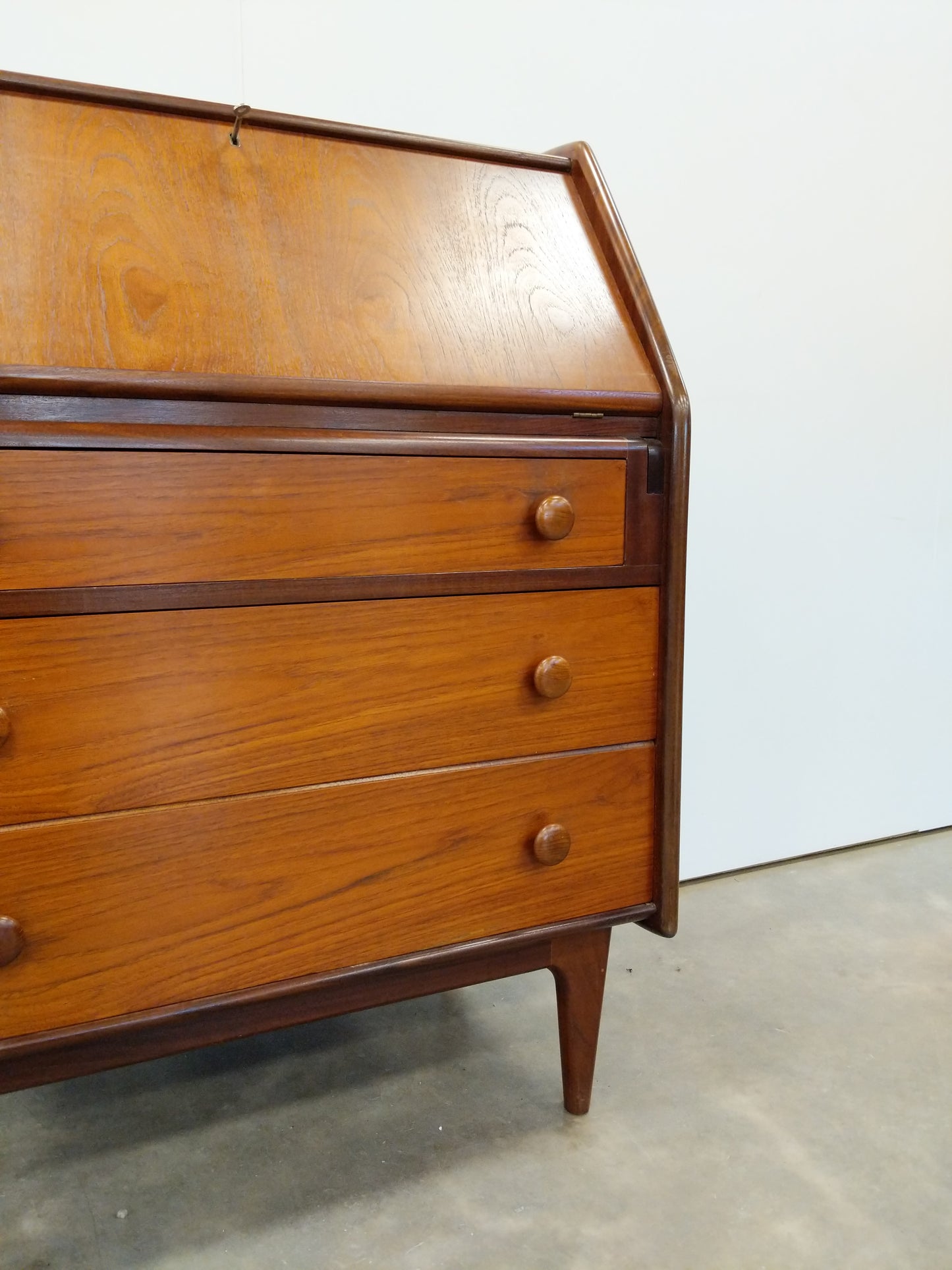 Vintage Mid Century Modern Teak Secretary Desk by Younger