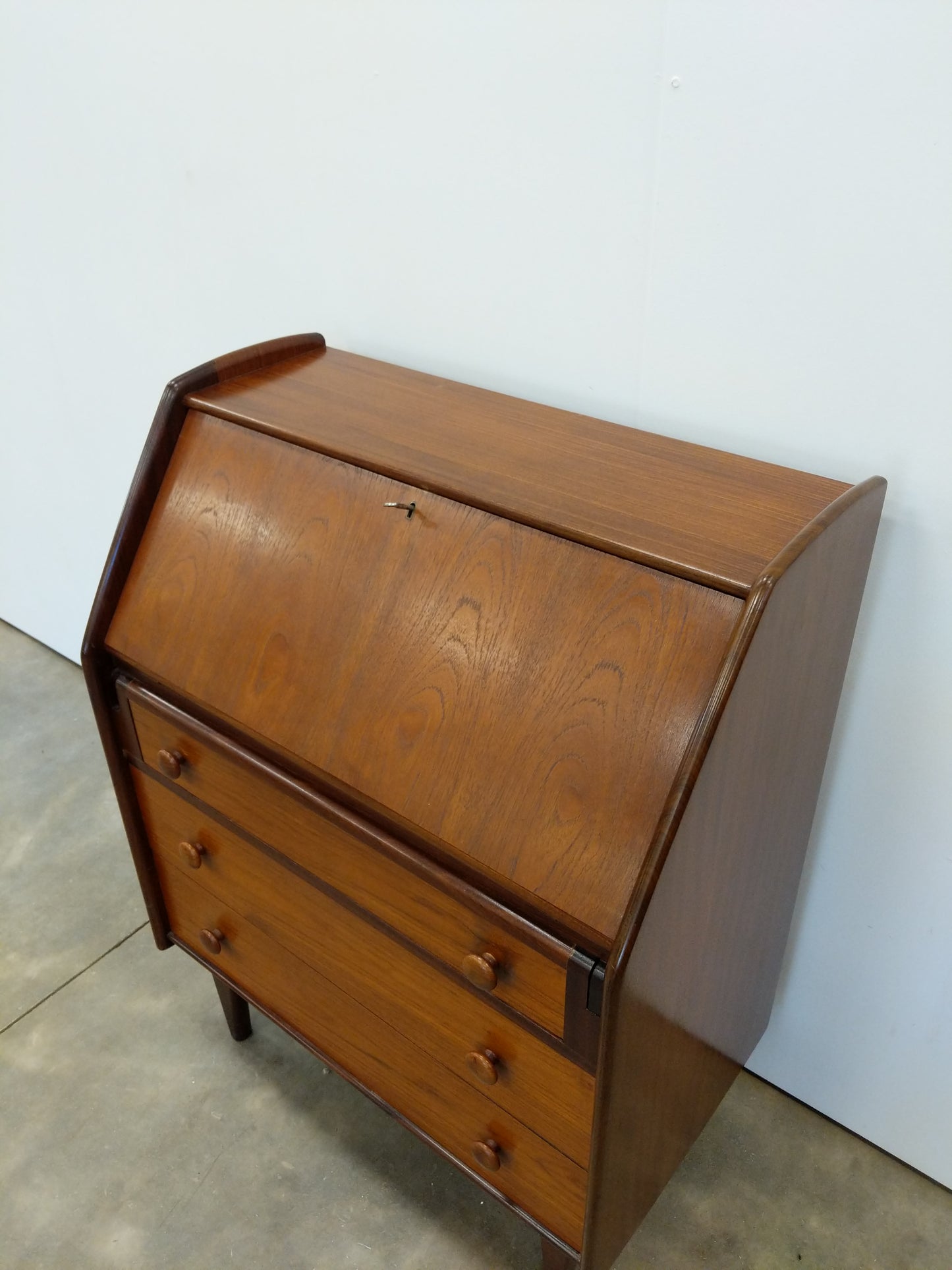 Vintage Mid Century Modern Teak Secretary Desk by Younger