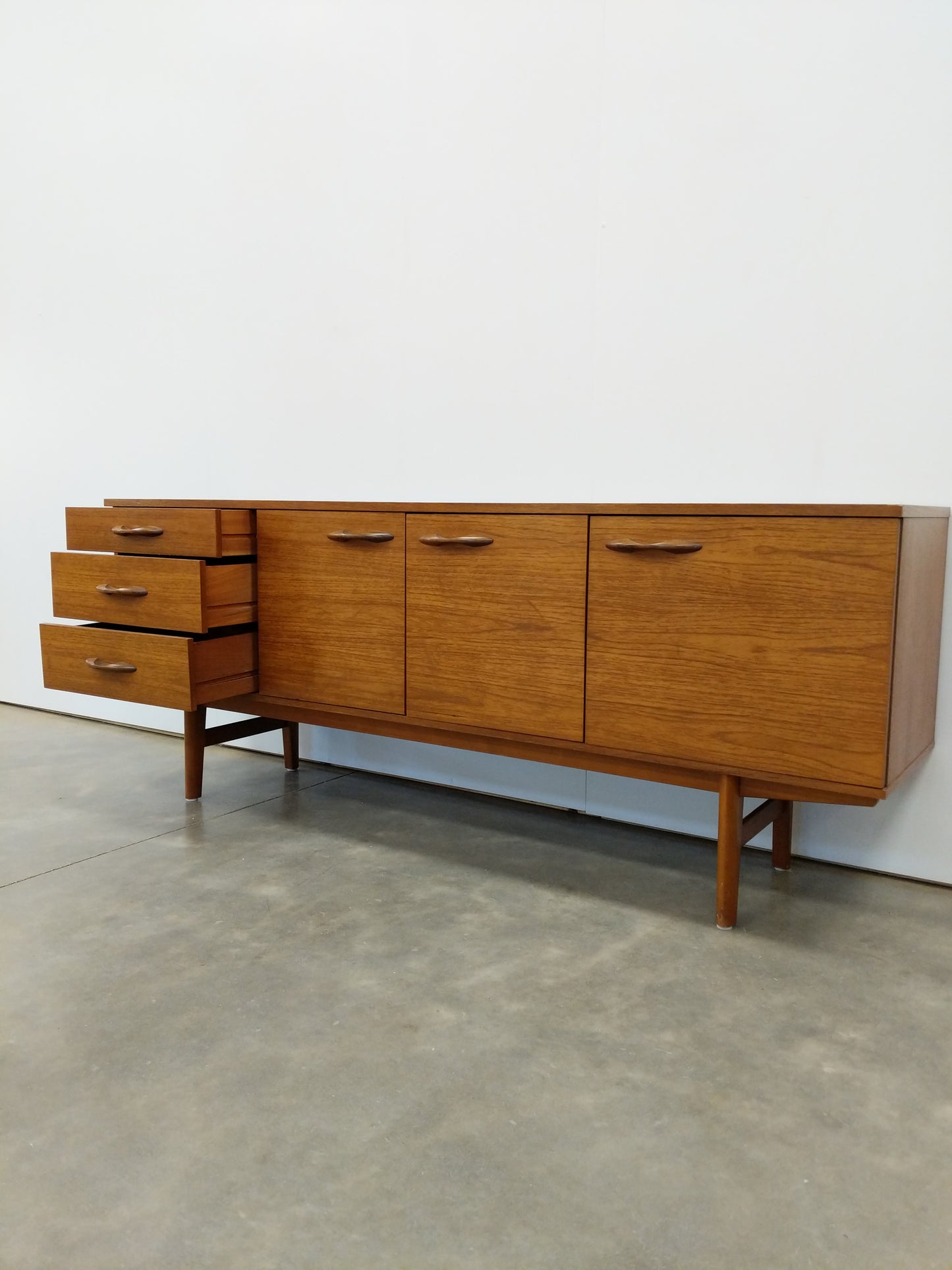Vintage Mid Century Modern Teak Credenza by Avalon