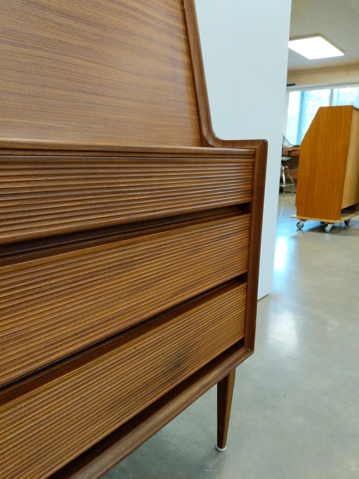 Vintage Mid Century Modern Teak Secretary Desk by Richard Hornby
