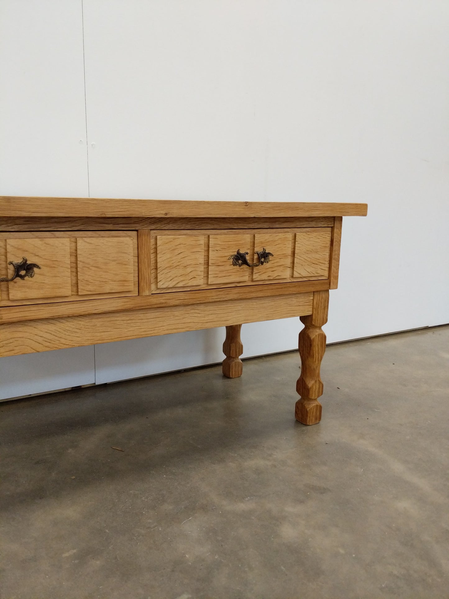 Vintage Danish Oak and Tile Entry Table