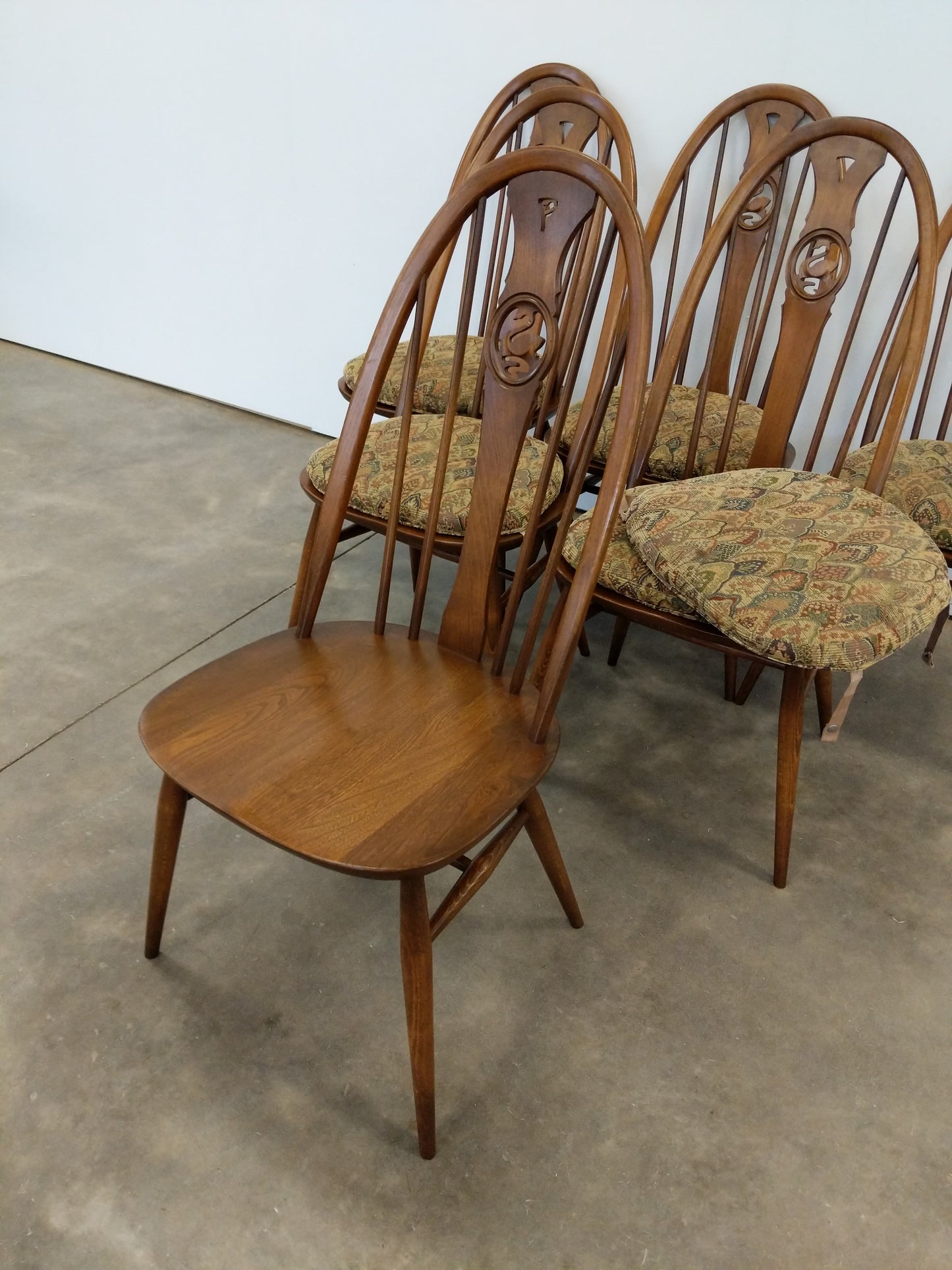 Set of 6 Vintage Mid Century Modern Dining Chairs by Ercol