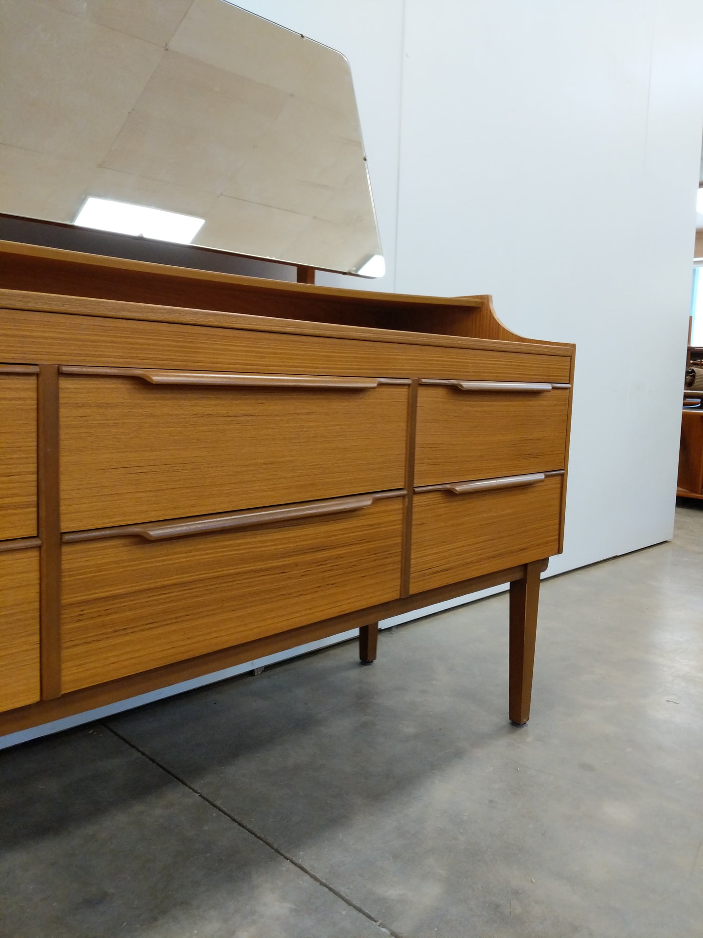 Vintage Mid Century Modern Teak Dresser with Mirror