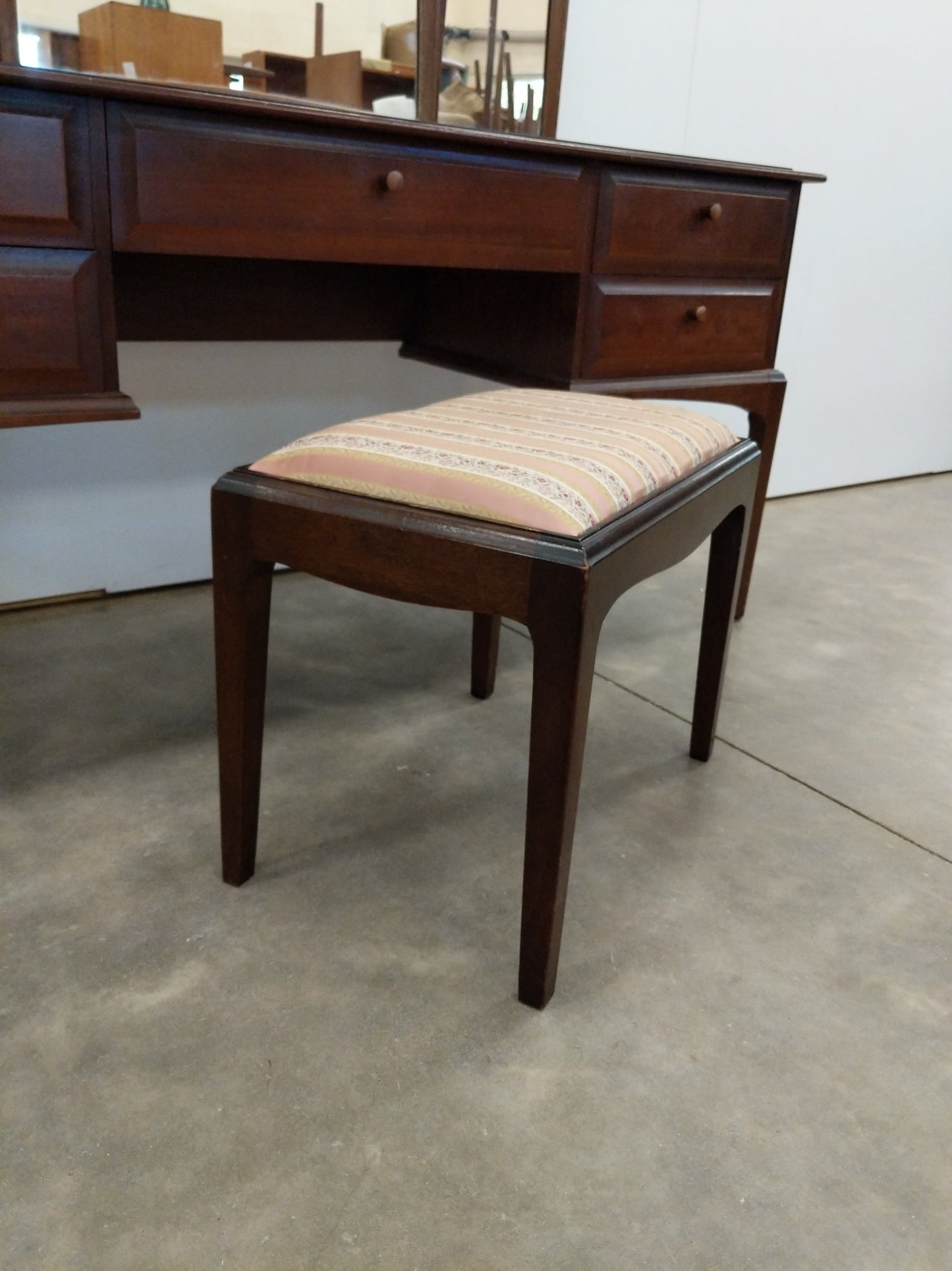 Vintage Mid Century Modern Dressing Table / Desk with Stool by Stag